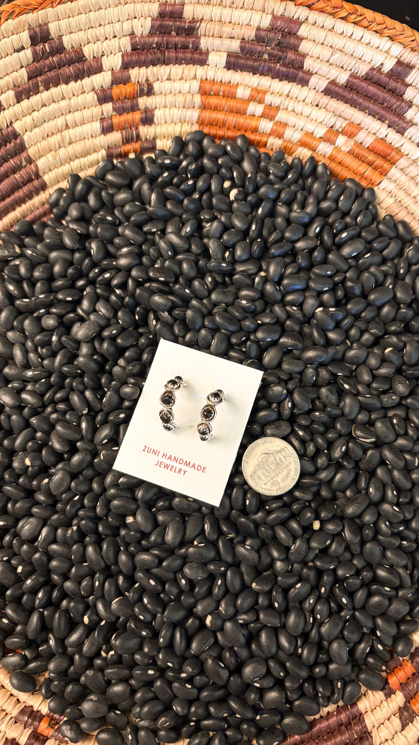 BLACK ONYX SHADOWBOX HOOP EARRINGS