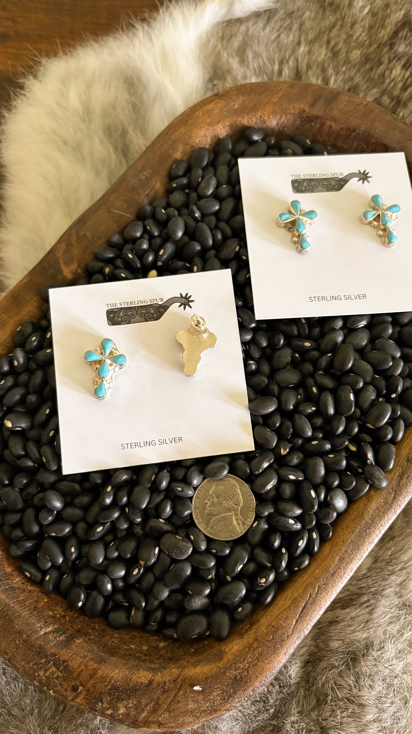 ZUNI TURQUOISE CROSS EARRINGS BY PINO YUNIE