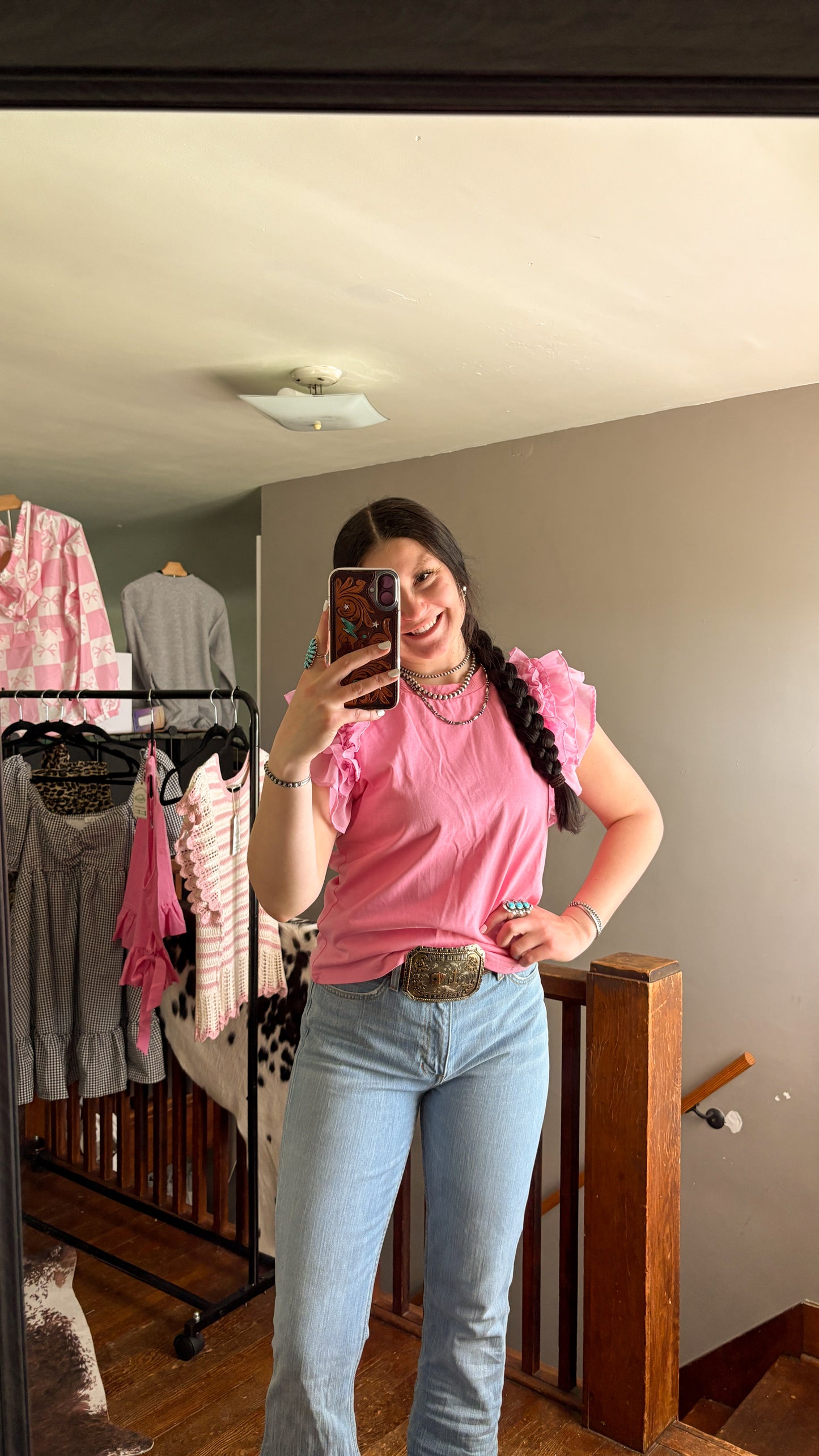 LIGHT PINK RUFFLE TOP