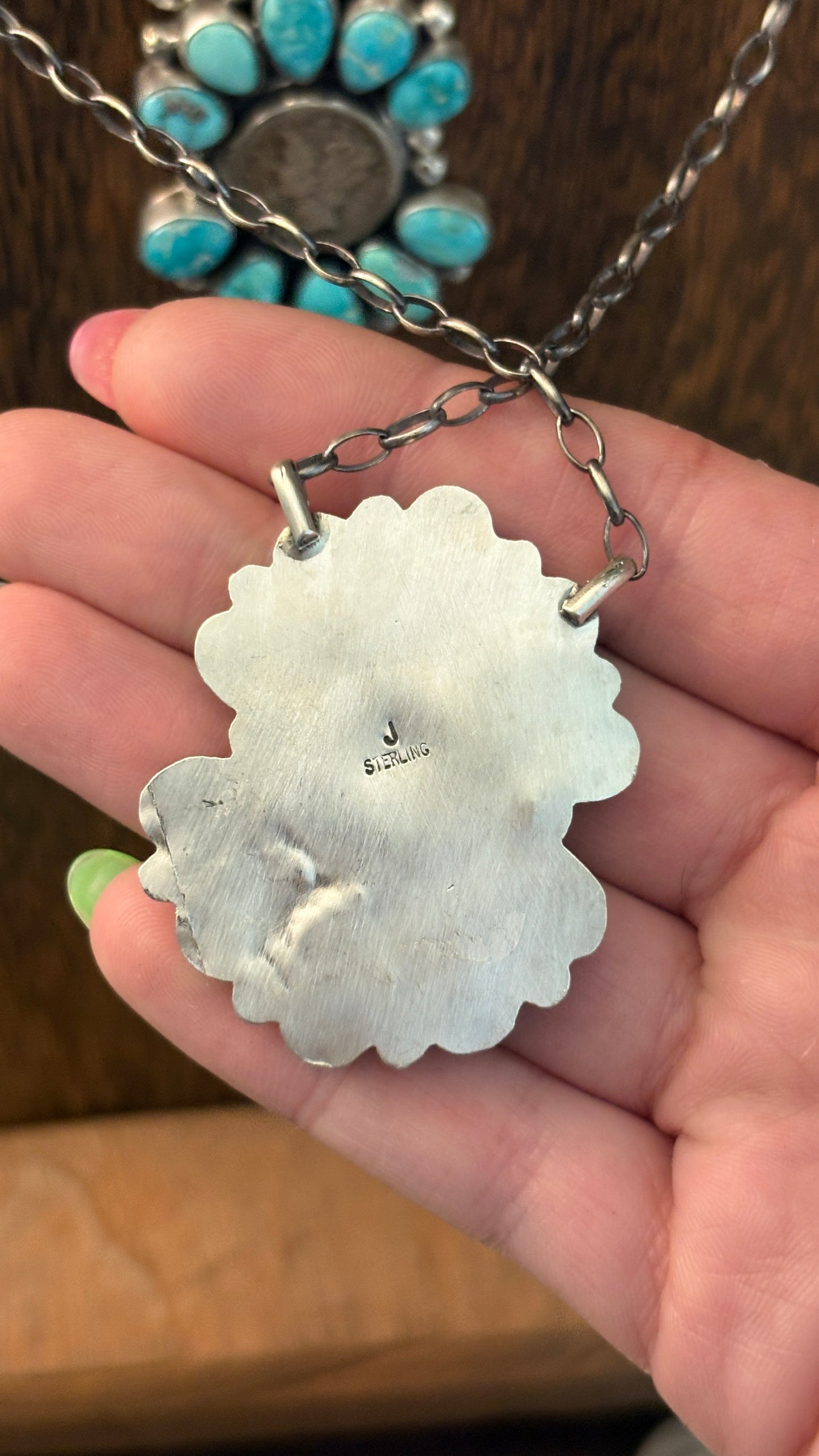 MIXED TURQUOISE MERCURY DIME CLUSTER NECKLACE BY JOHN SKEETS