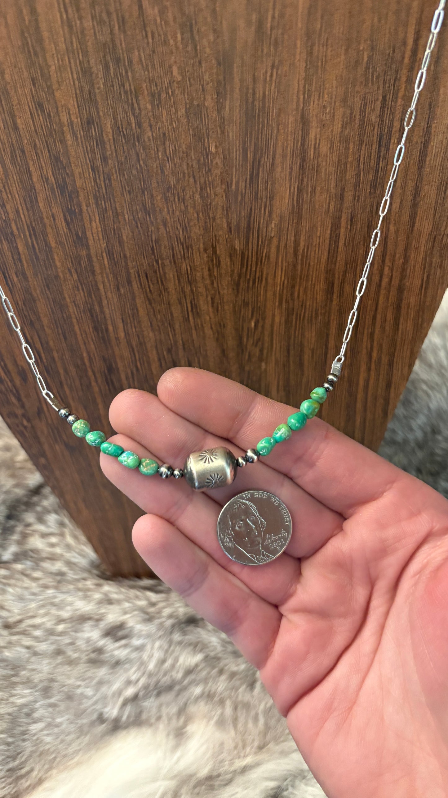 SONORAN GOLD BARREL BEAD CHAIN NECKLACE