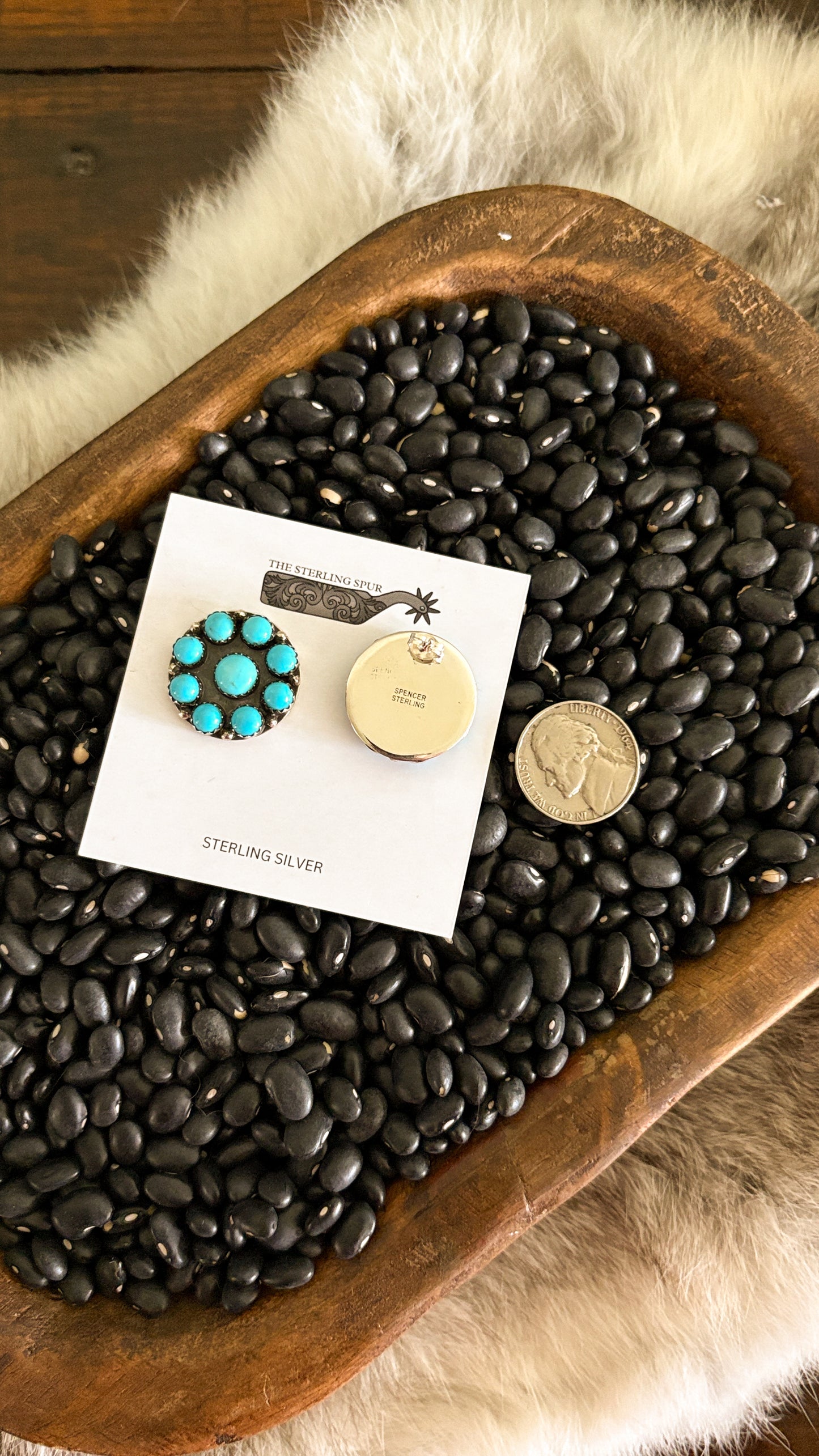 ROUND TURQUOISE CLUSTER EARRINGS