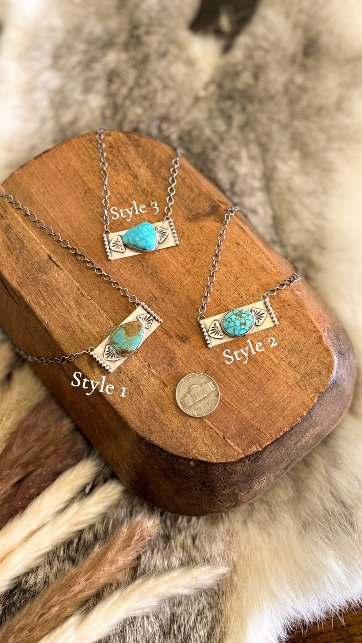 STAMPED TURQUOISE BAR NECKLACE