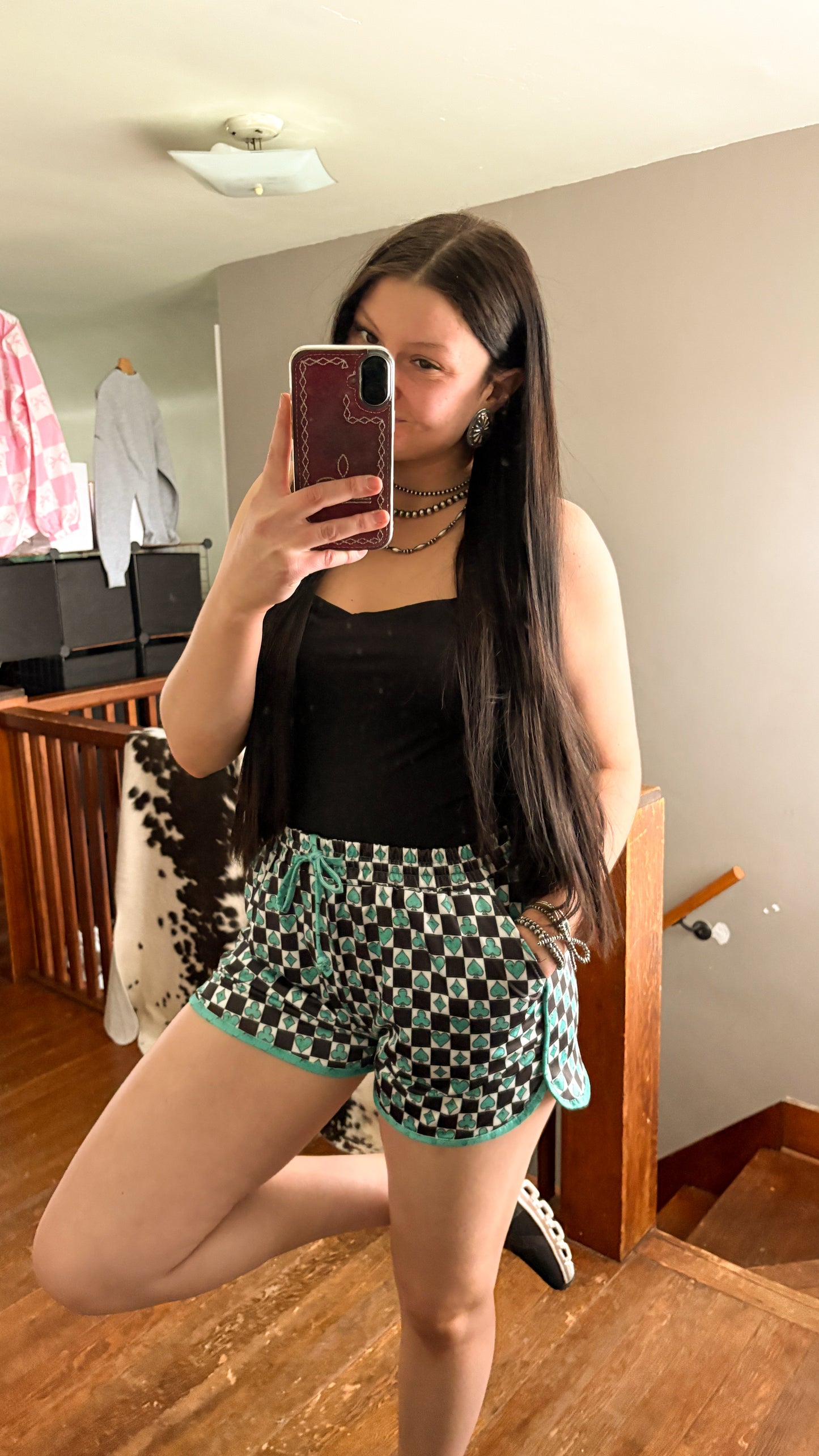 CARD SYMBOL CHECKERED SHORTS