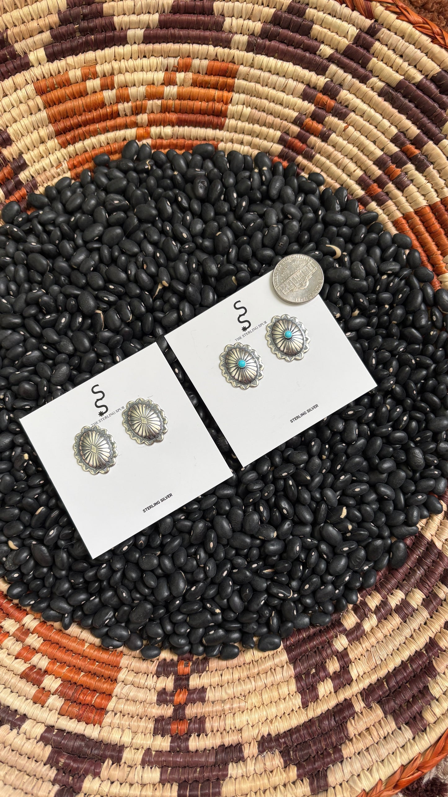 MEDIUM SIZE OVAL CONCHO EARRINGS
