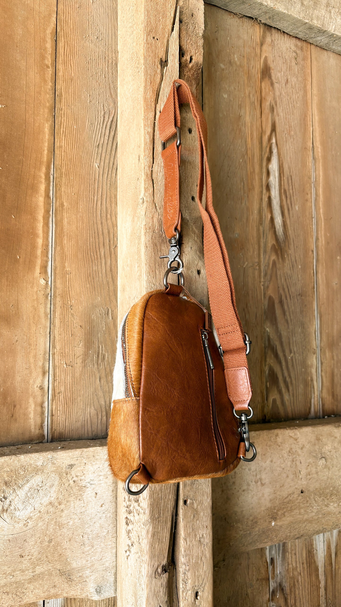 WRANGLER COWHIDE SLING BAG