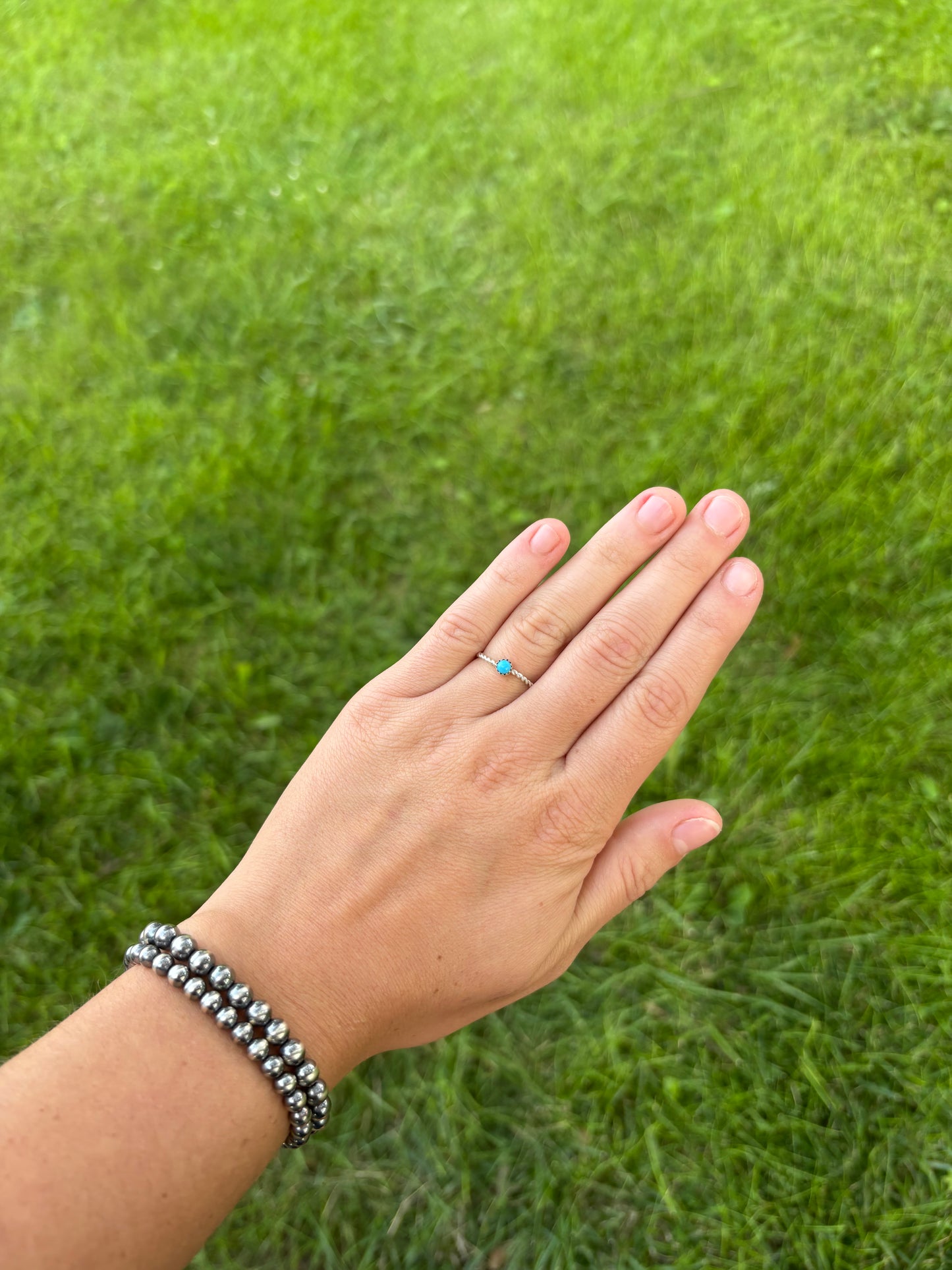 DAINTY TURQUOISE ROPE BAND RING BY ESTHER WHITE