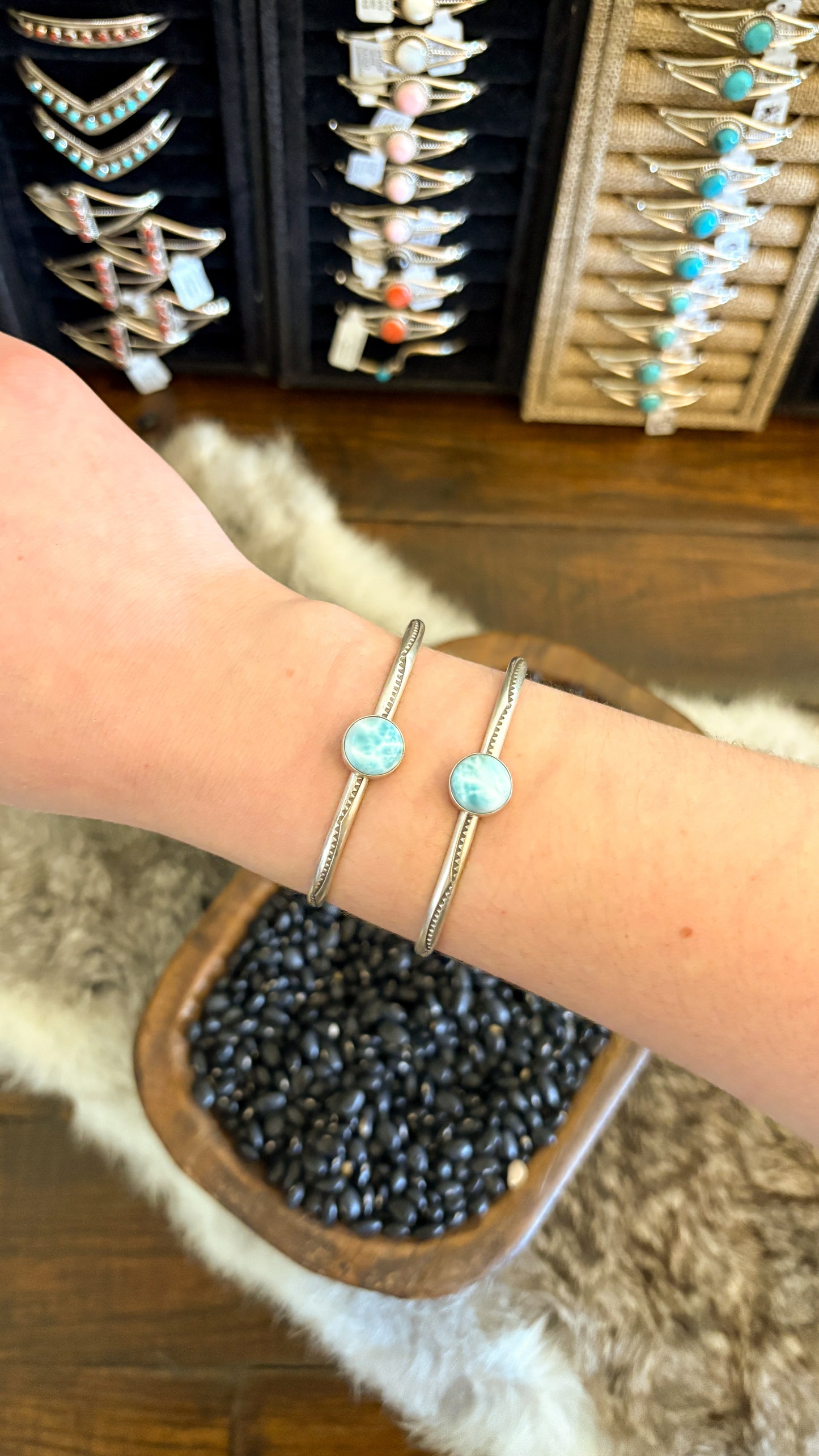 WHITE WATER TURQUOISE STAMPED CUFF