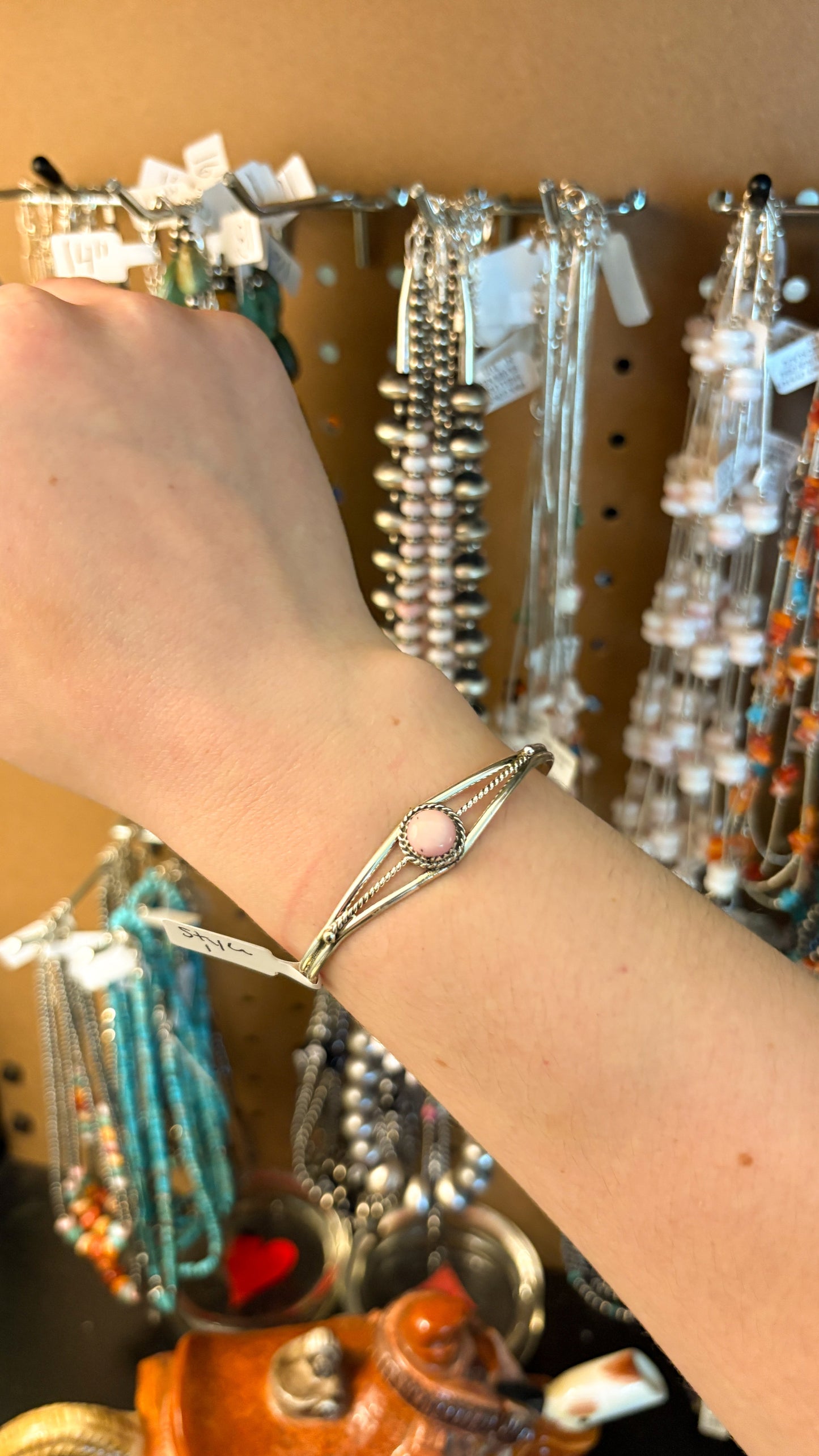 SINGLE STONE PINK CONCH CUFF BY ESTHER WHITE