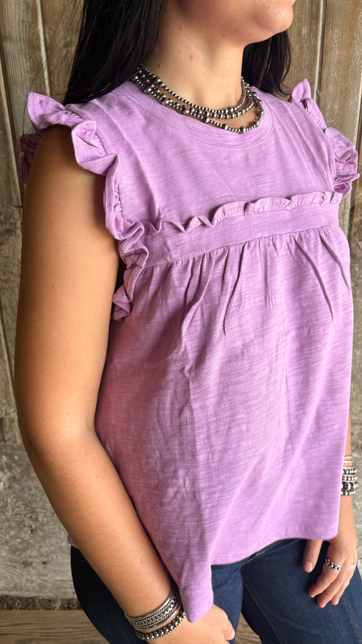 LAVENDER RUFFLE TOP