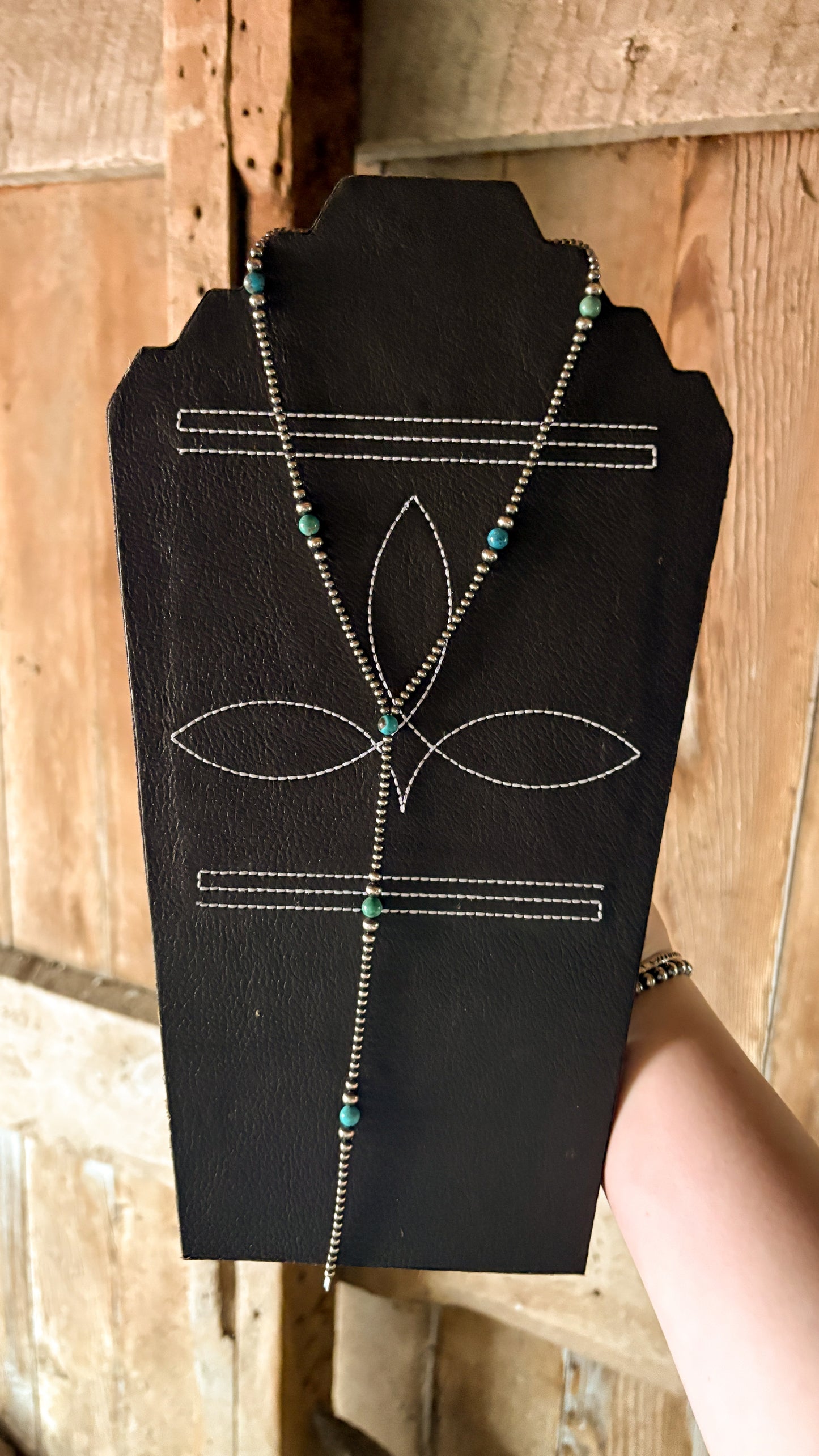 3-6MM STERLING SILVER PEARL LARIAT - TURQUOISE