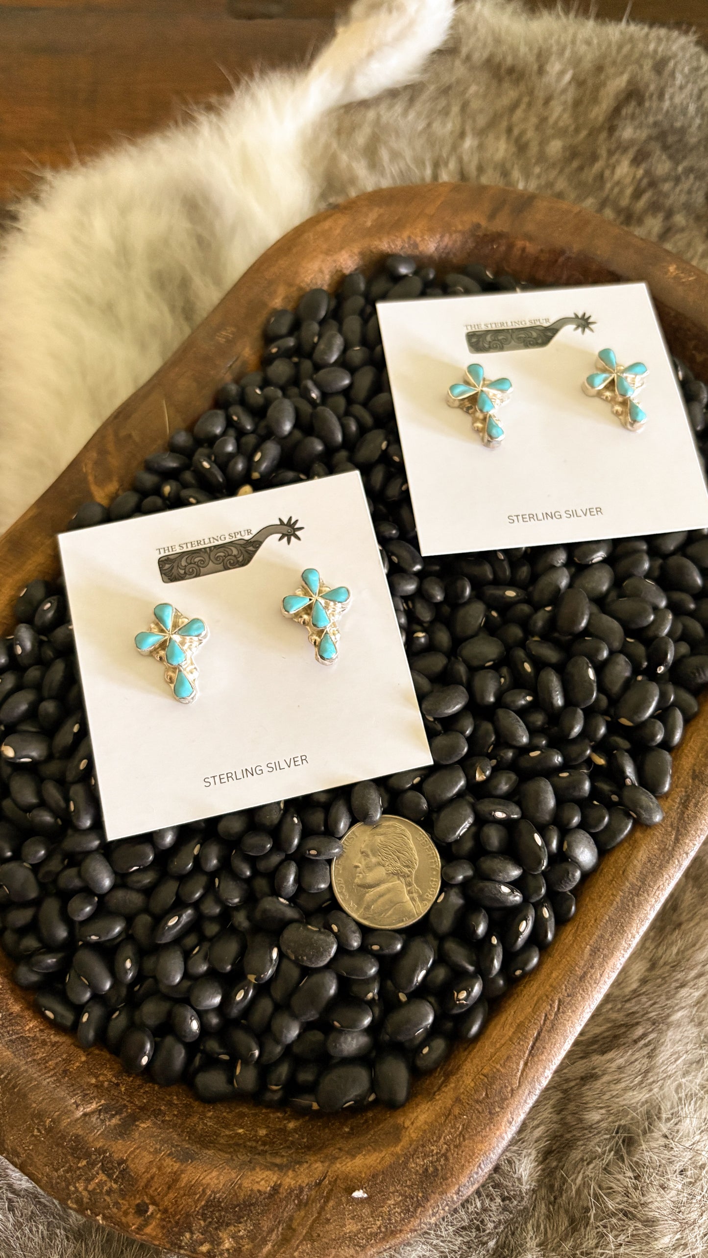 ZUNI TURQUOISE CROSS EARRINGS BY PINO YUNIE