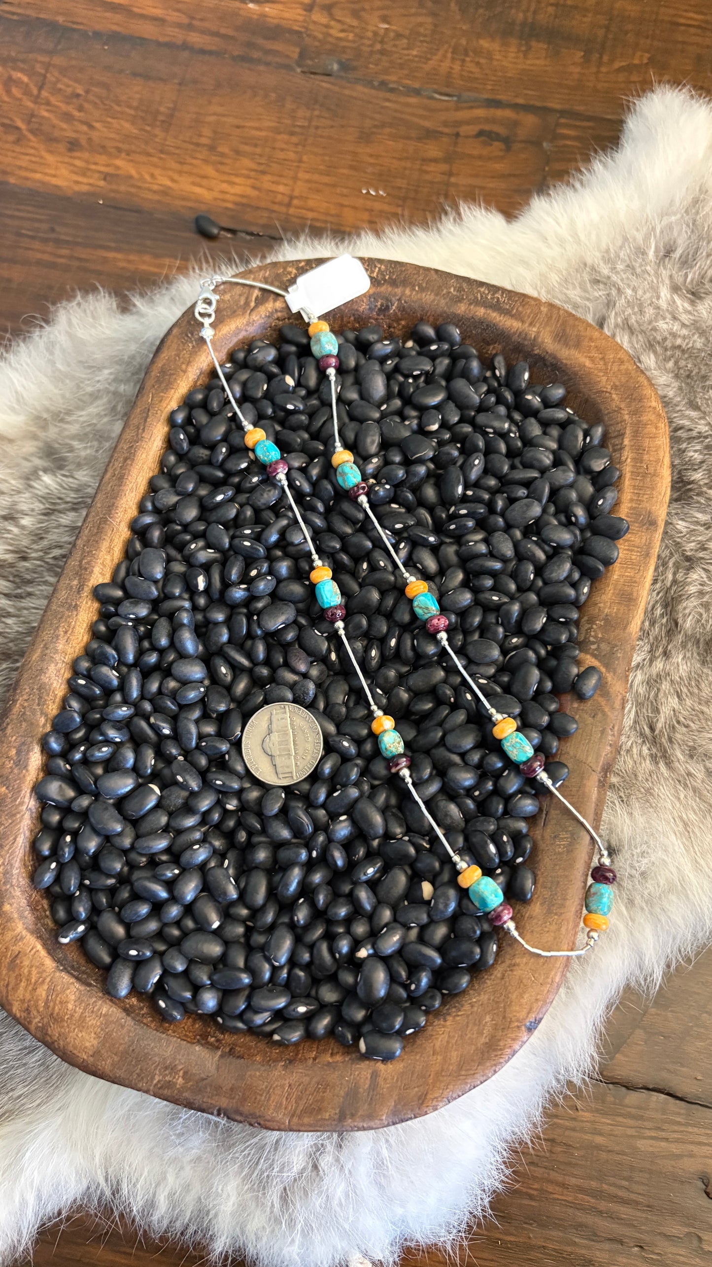 MULTI STONE LIQUID SILVER NECKLACE