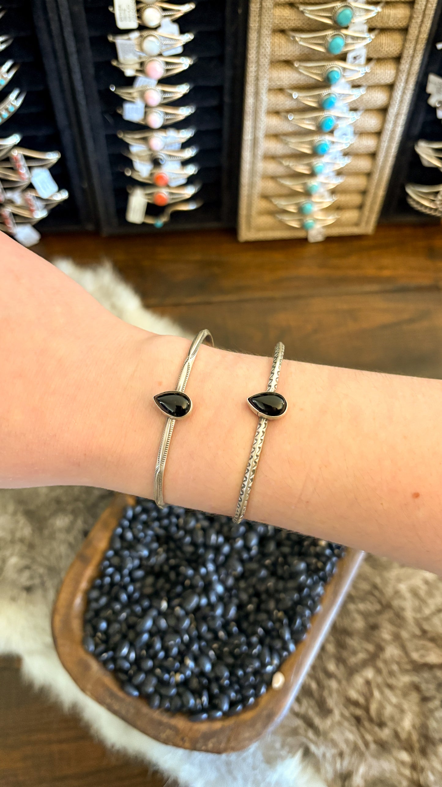 BLACK ONYX STAMPED CUFF