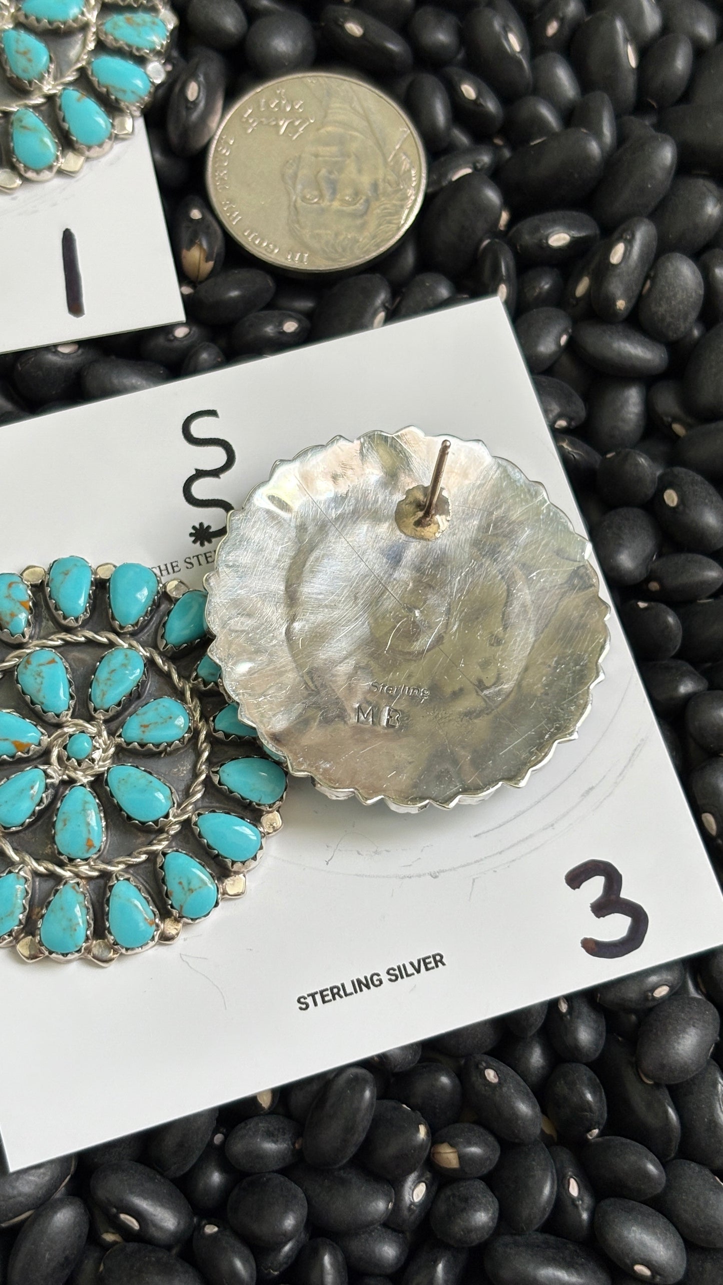 LARGE BLUE TURQUOISE CLUSTER EARRINGS