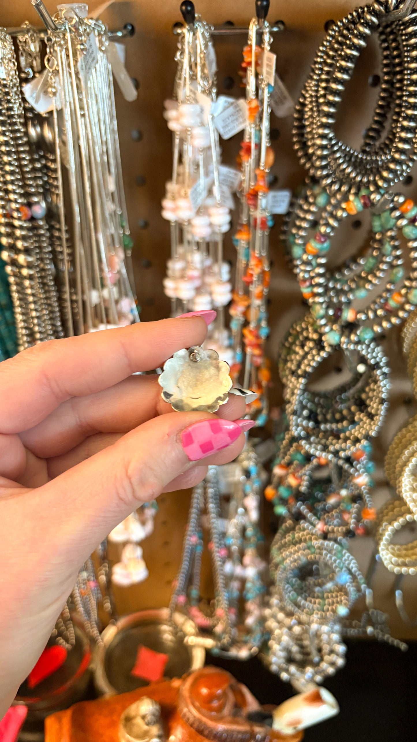 ROUND ZUNI TURQUOISE STATEMENT EARRINGS