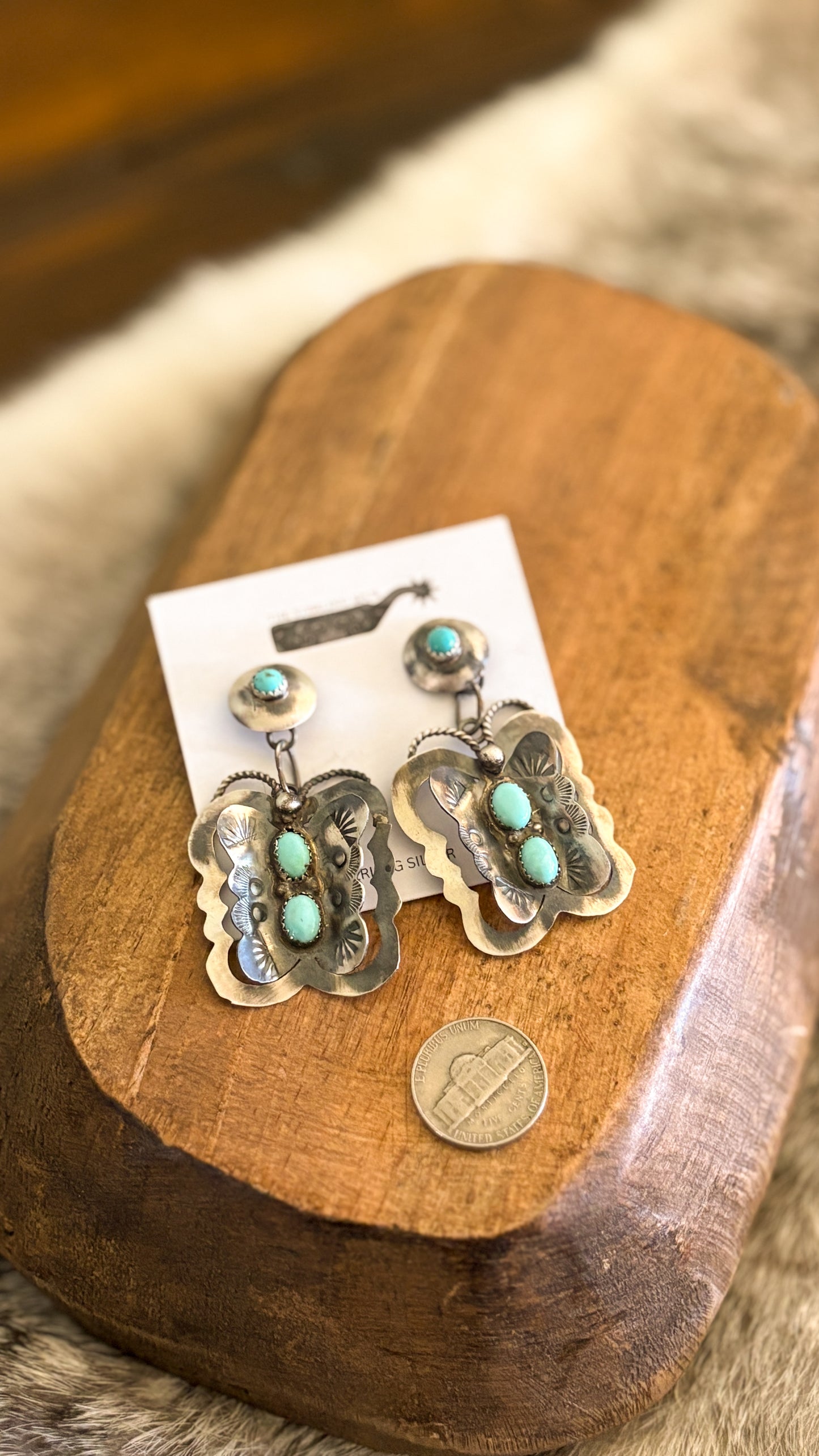 TURQUOISE BUTTERFLY DANGLE EARRINGS