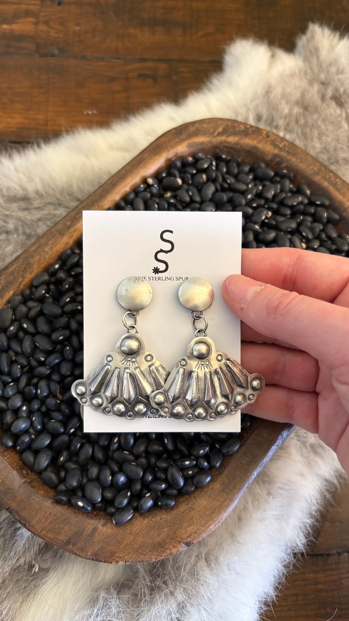 STAMPED STERLING SILVER DANGLE EARRINGS