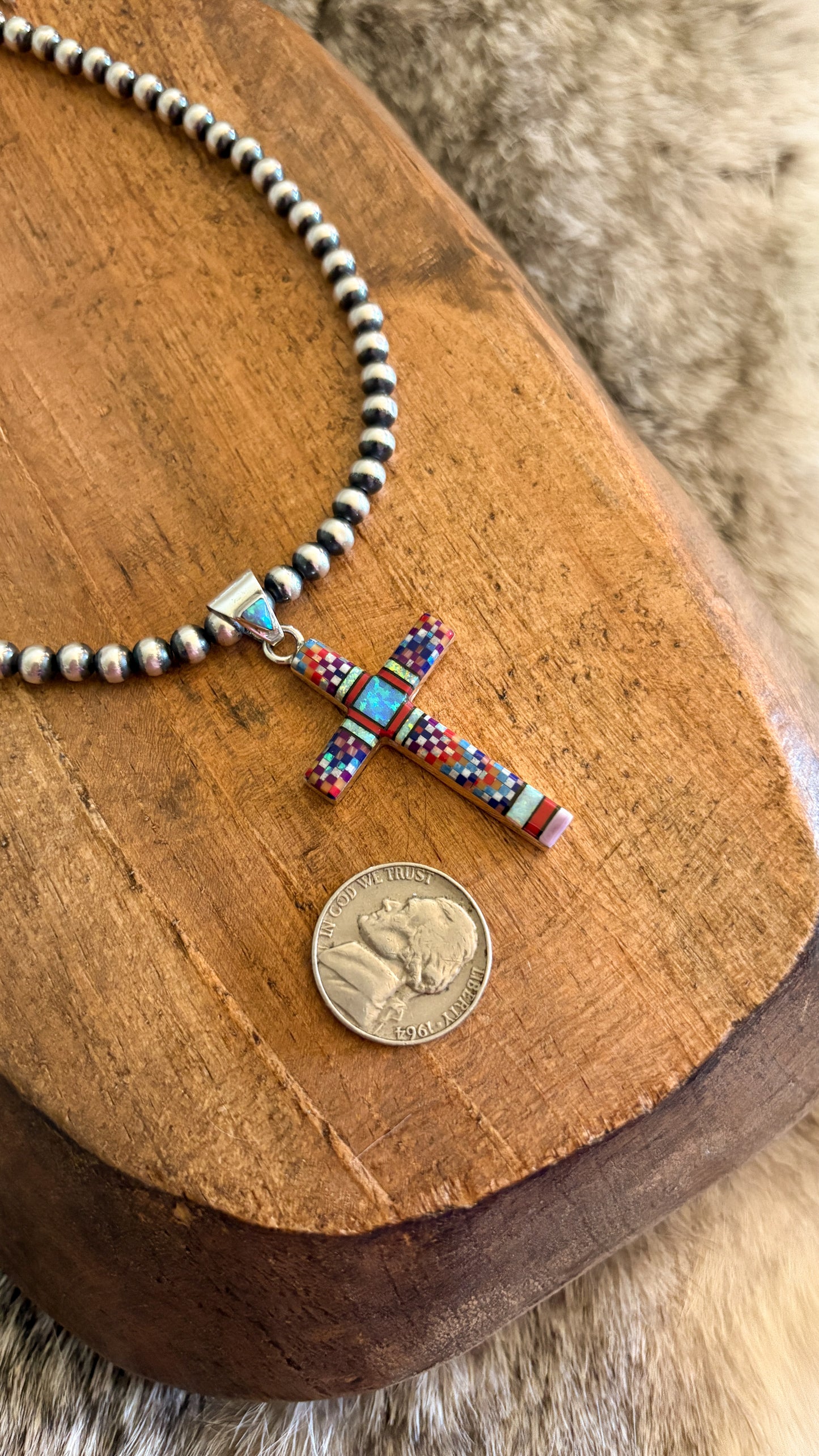 ZUNI INLAY CROSS PENDANT