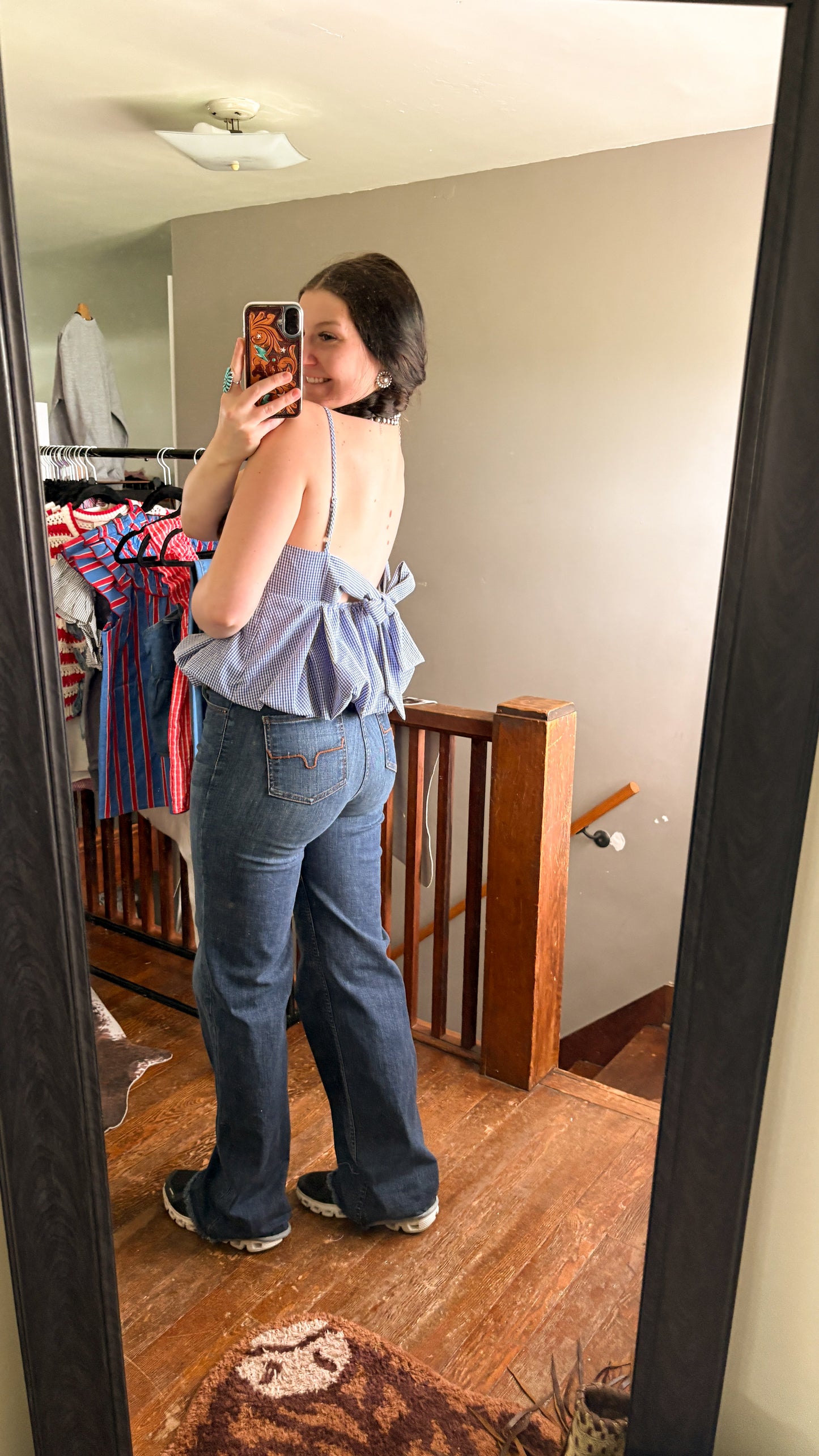 BLUE GINGHAM BUBBLE TOP