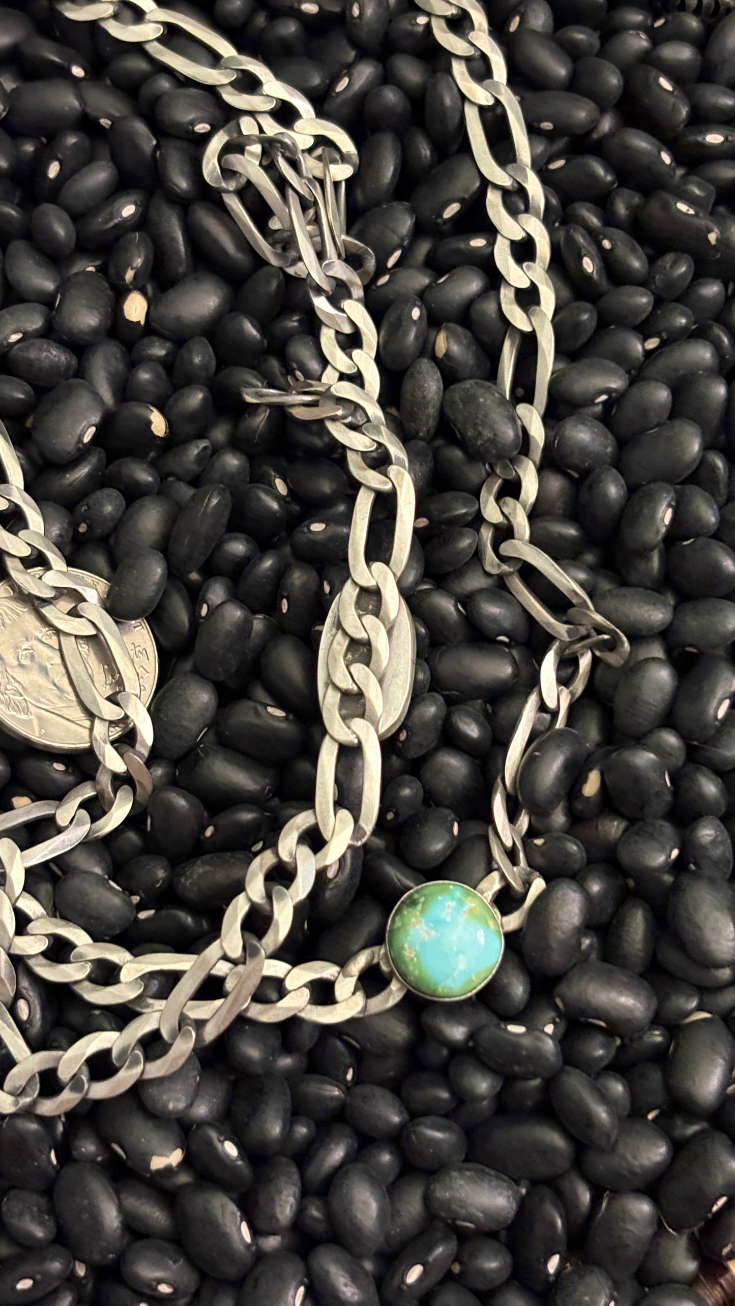 CURB CHAIN SONORAN TURQUOISE STONE NECKLACE