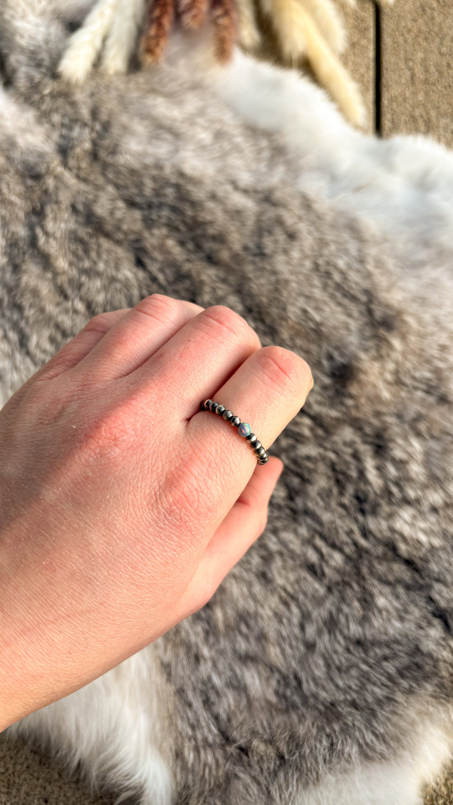 OPAL PEARL RING - DARK BLUE - READY TO SHIP