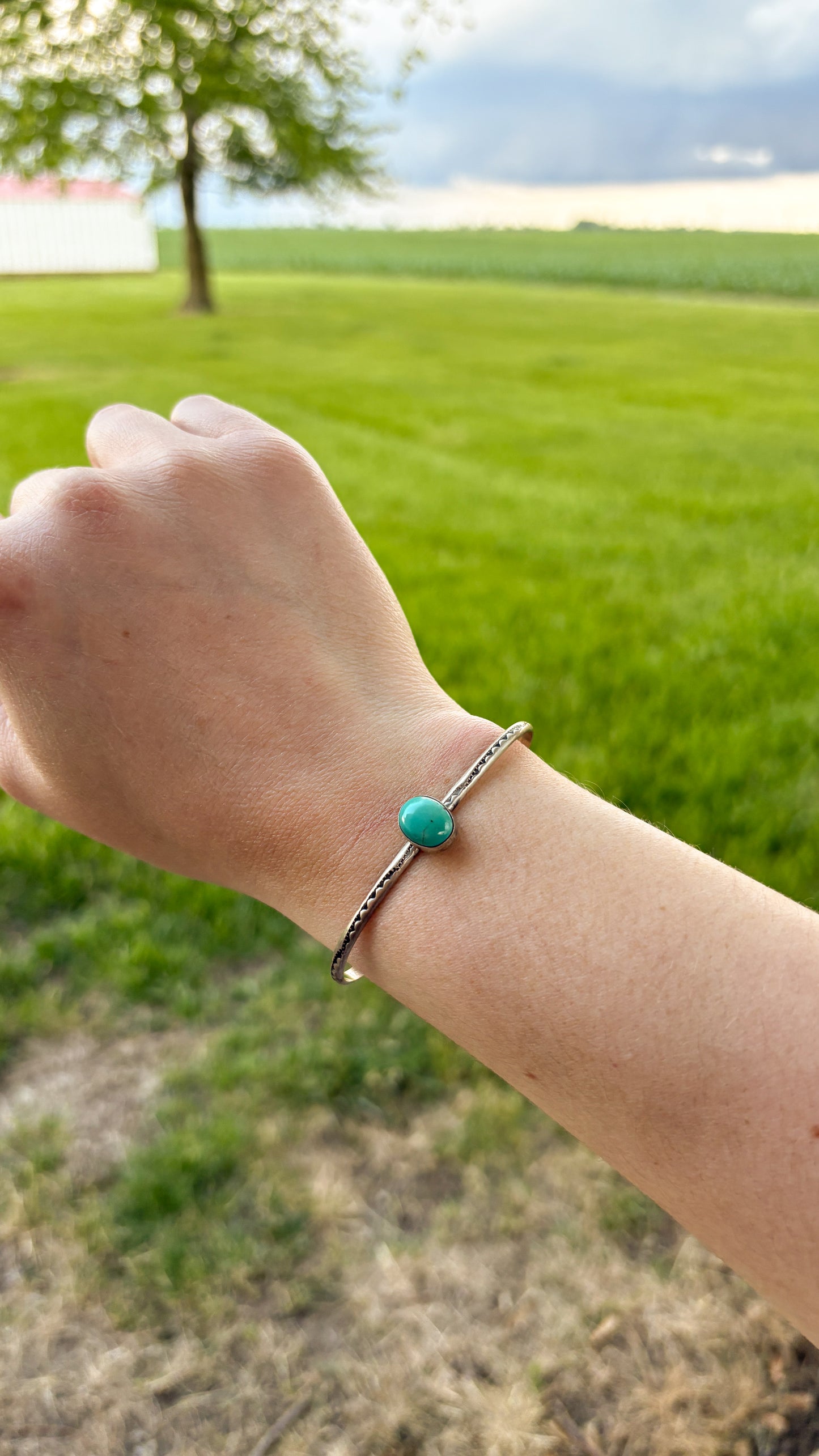 TURQUOISE ROUND STAMPED CUFF