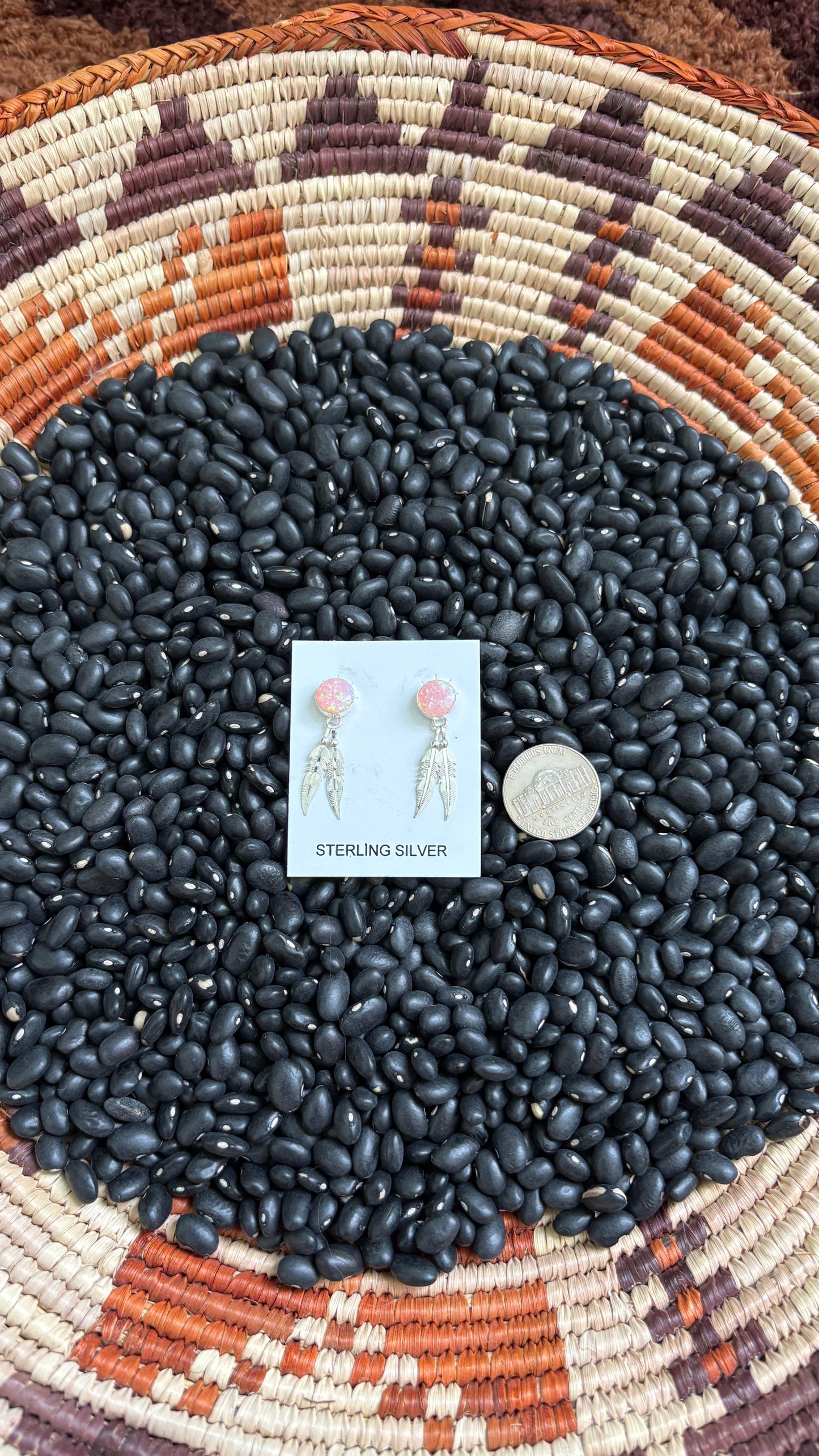 PINK OPAL FEATHER EARRINGS