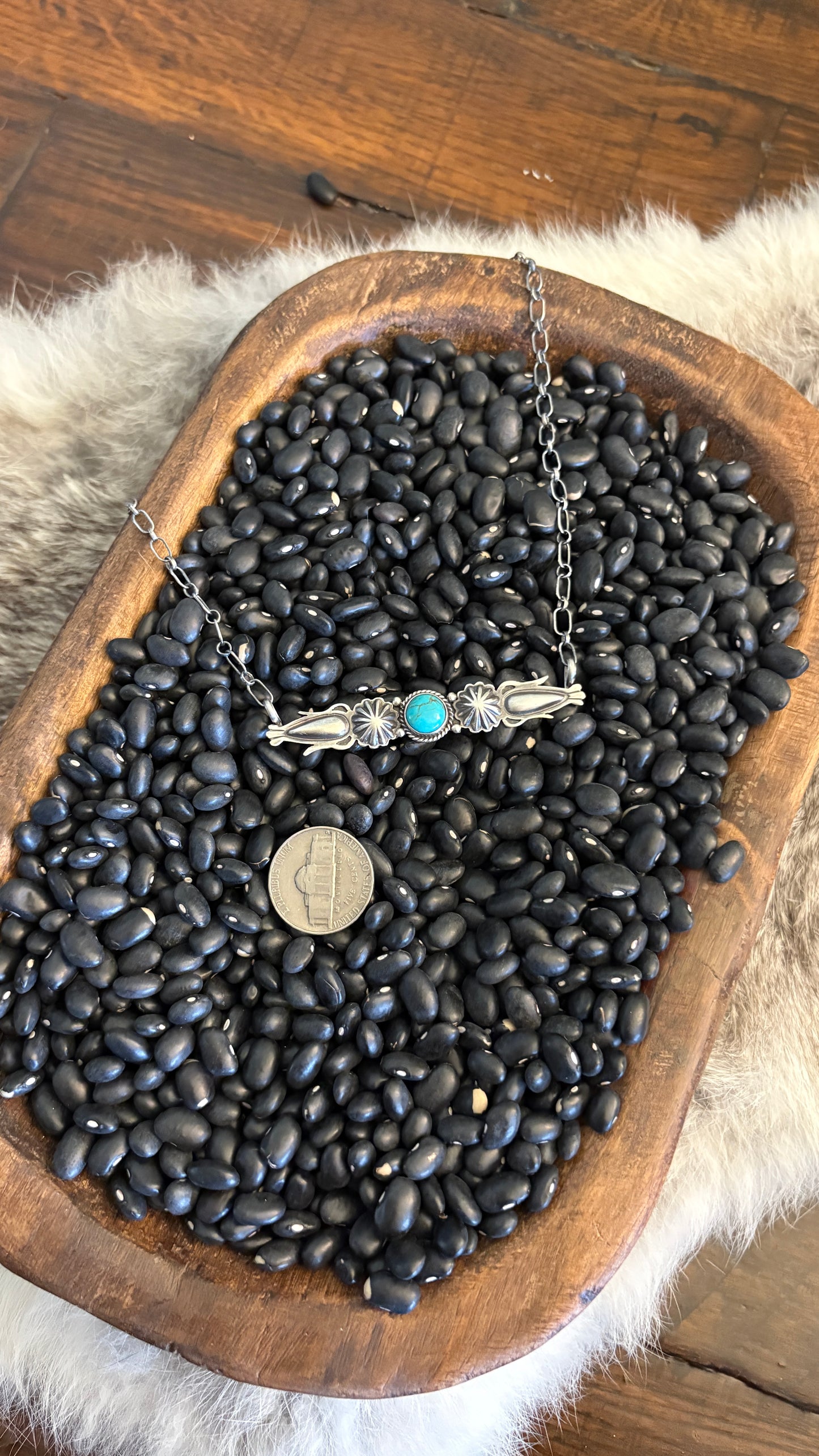 SINGLE STONE TURQUOISE CONCHO BAR NECKLACE
