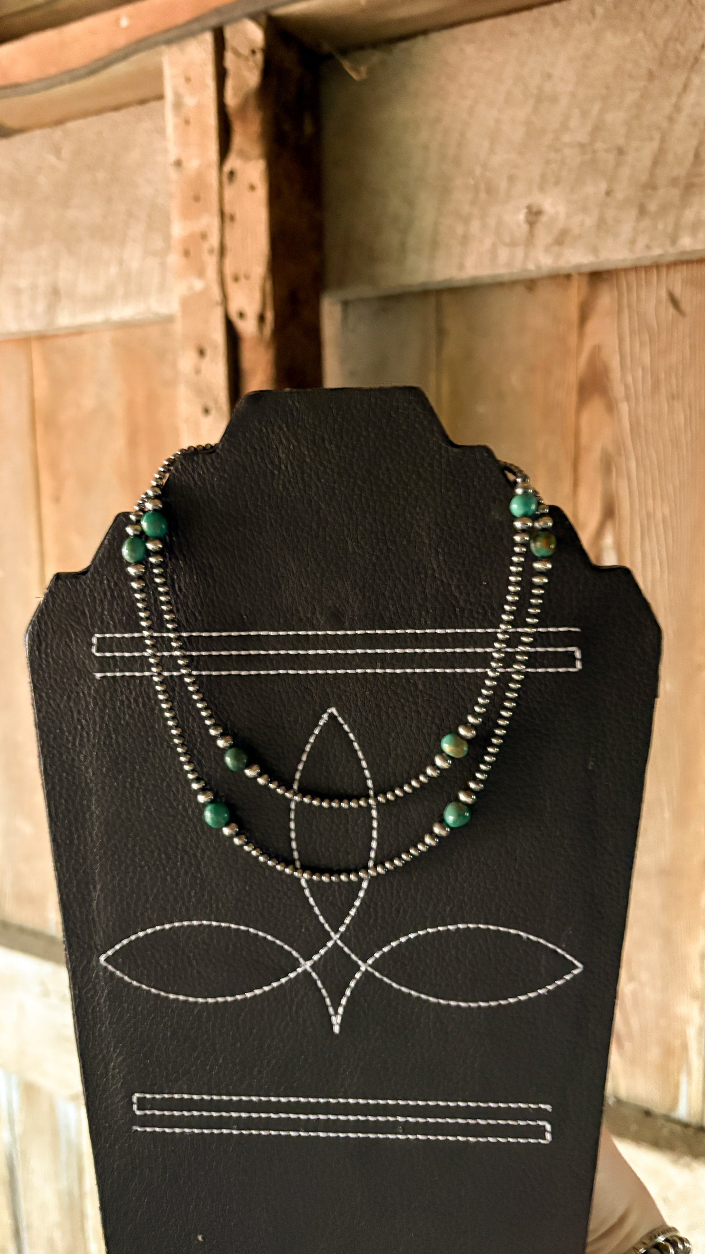 3-6MM GRADUATED STERLING SILVER PEARL NECKLACE - TURQUOISE