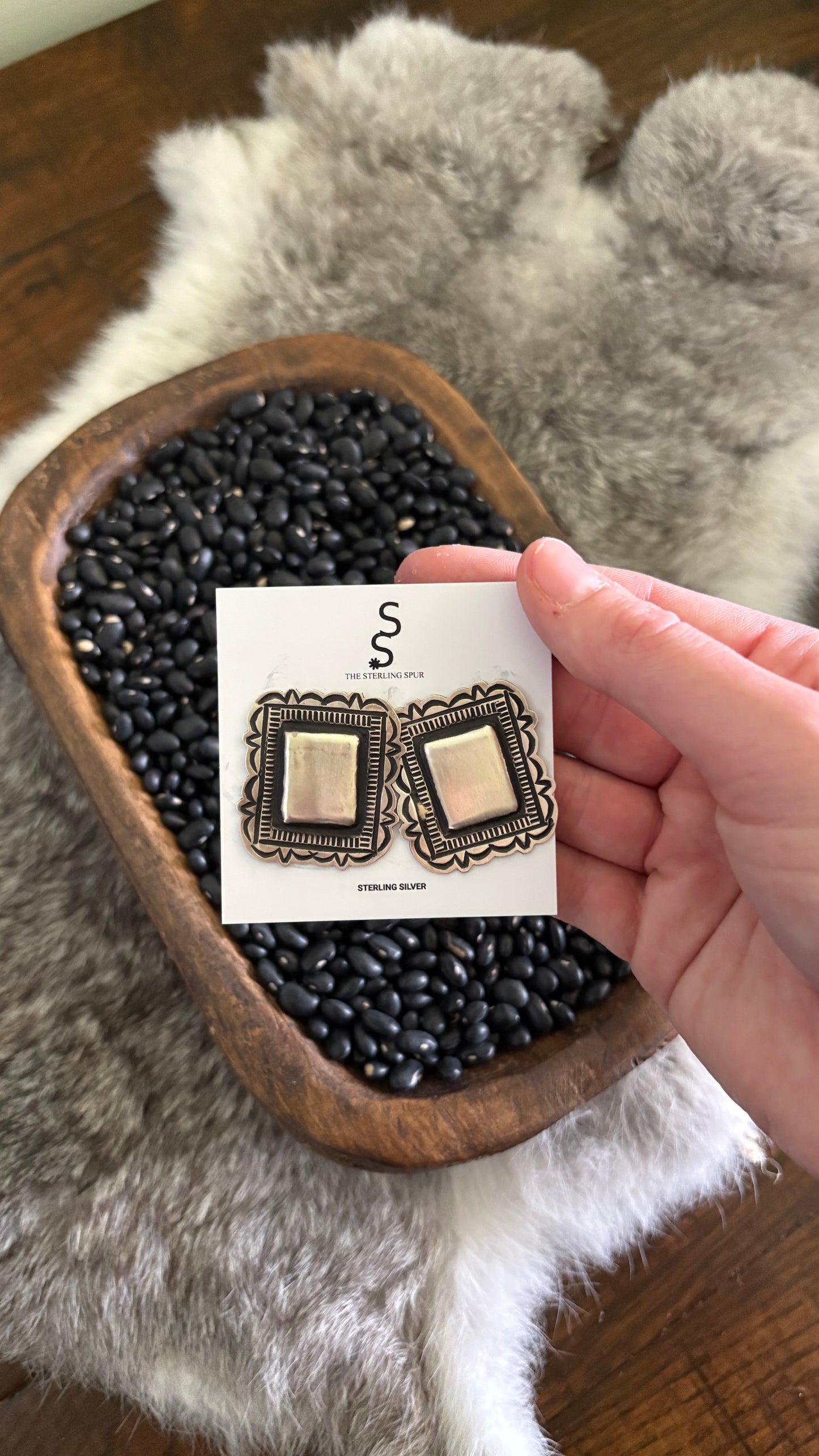 STAMPED SQUARE STERLING SILVER EARRINGS