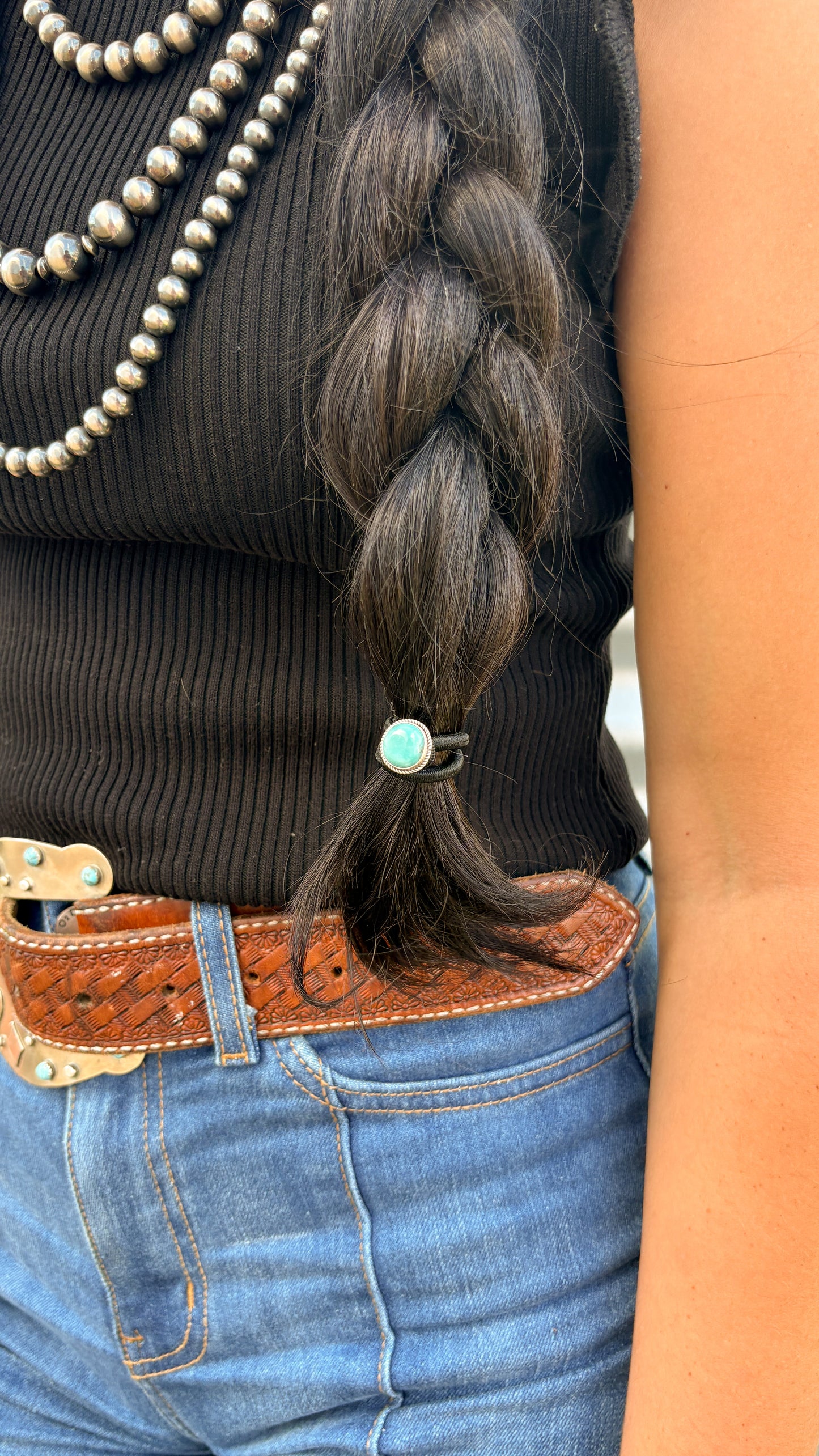 SINGLE STONE TURQUOISE HAIR TIE