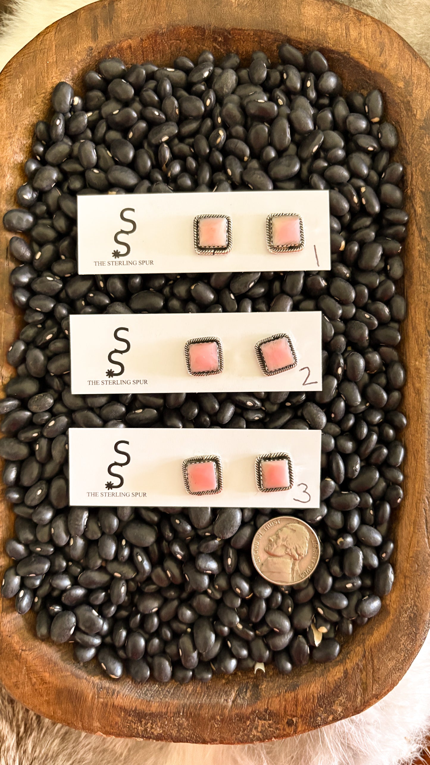 SQUARE PINK CONCH POST EARRINGS BY SHAUN CLARK
