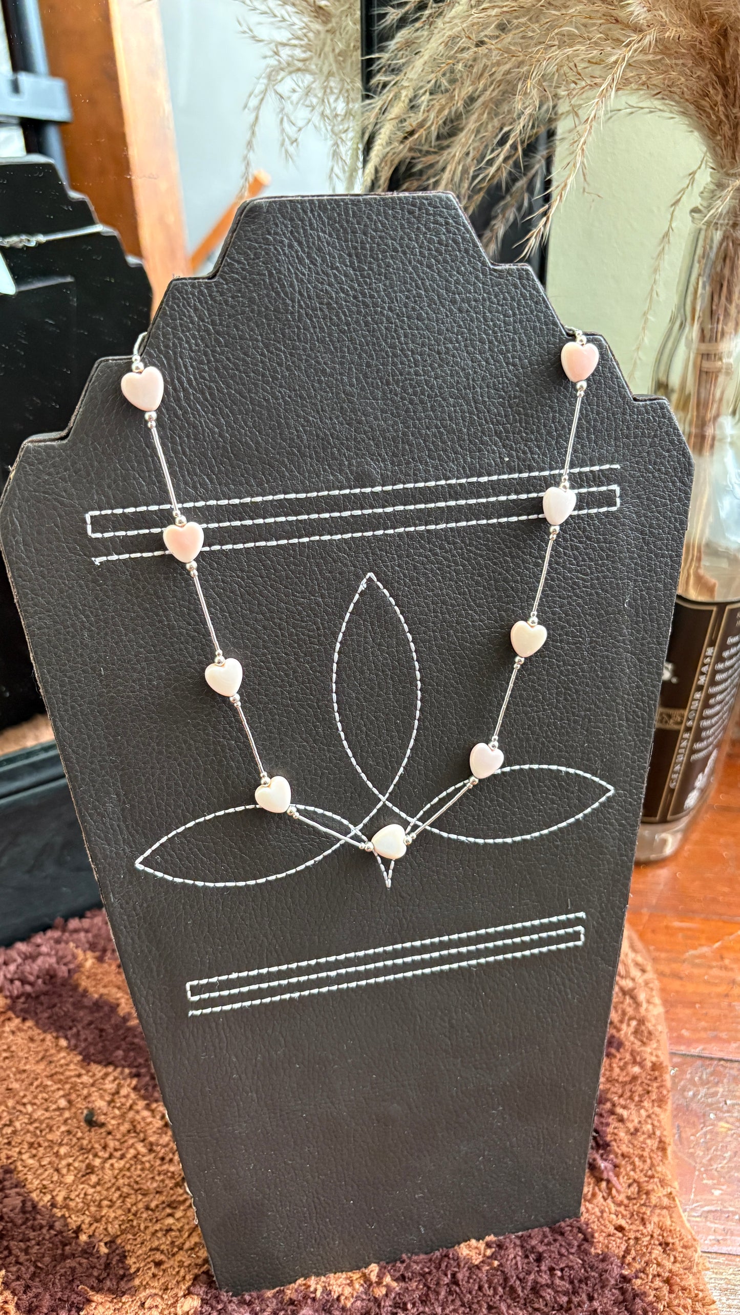 PINK CONCH HEART LIQUID SILVER NECKLACE
