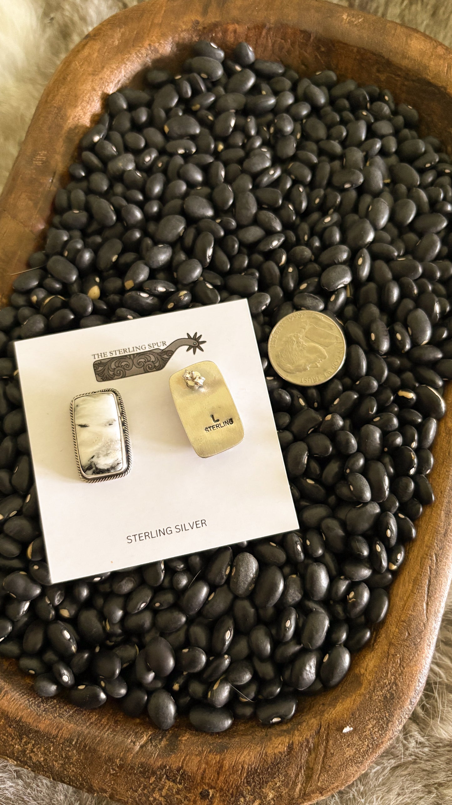 WHITE BUFFALO RECTANGLE EARRINGS