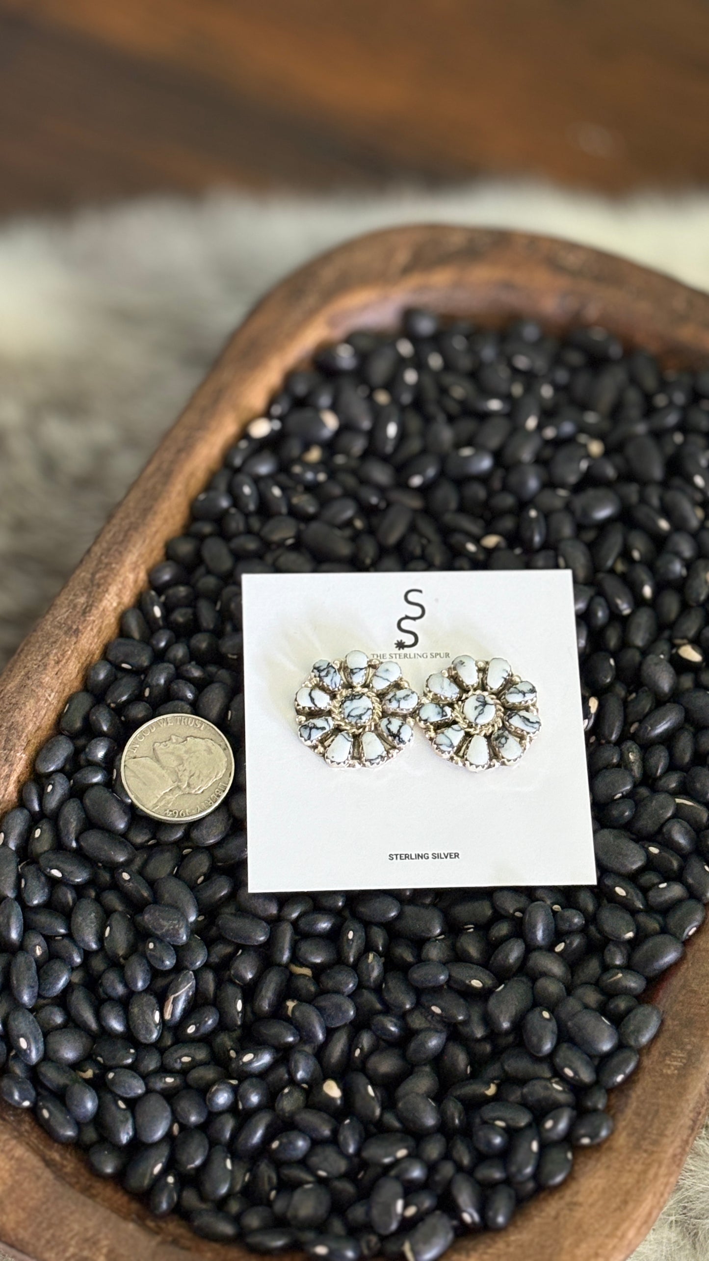 WHITE BUFFALO CLUSTER POST EARRINGS
