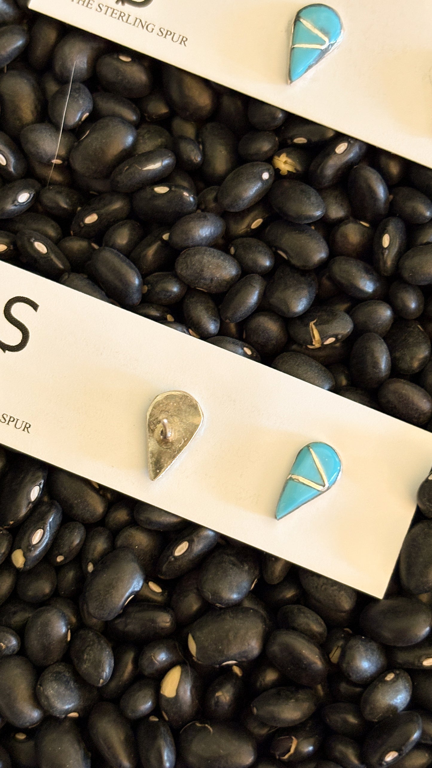 TEARDROP SHAPED ZUNI TURQUOISE INLAY STUD EARRINGS