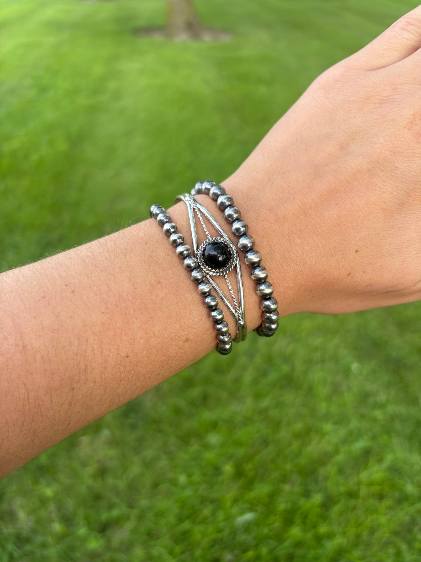 BLACK ONYX CUFF BY ESTHER WHITE