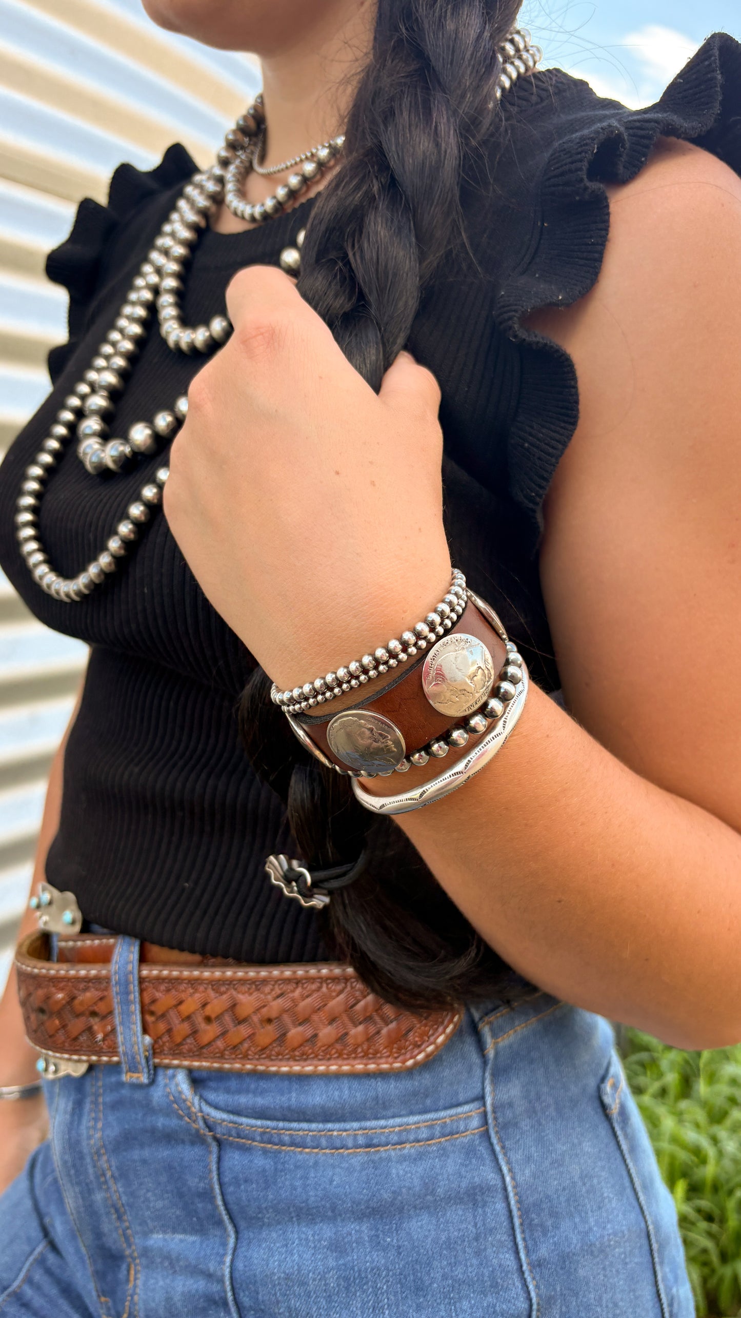 BUFFALO NICKEL LEATHER BRACELET