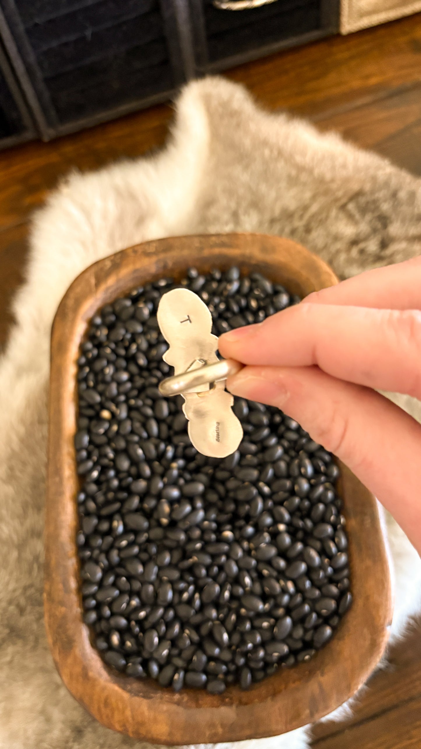 3 STONE TURQUOISE BAR STATEMENT RING - ADJUSTABLE