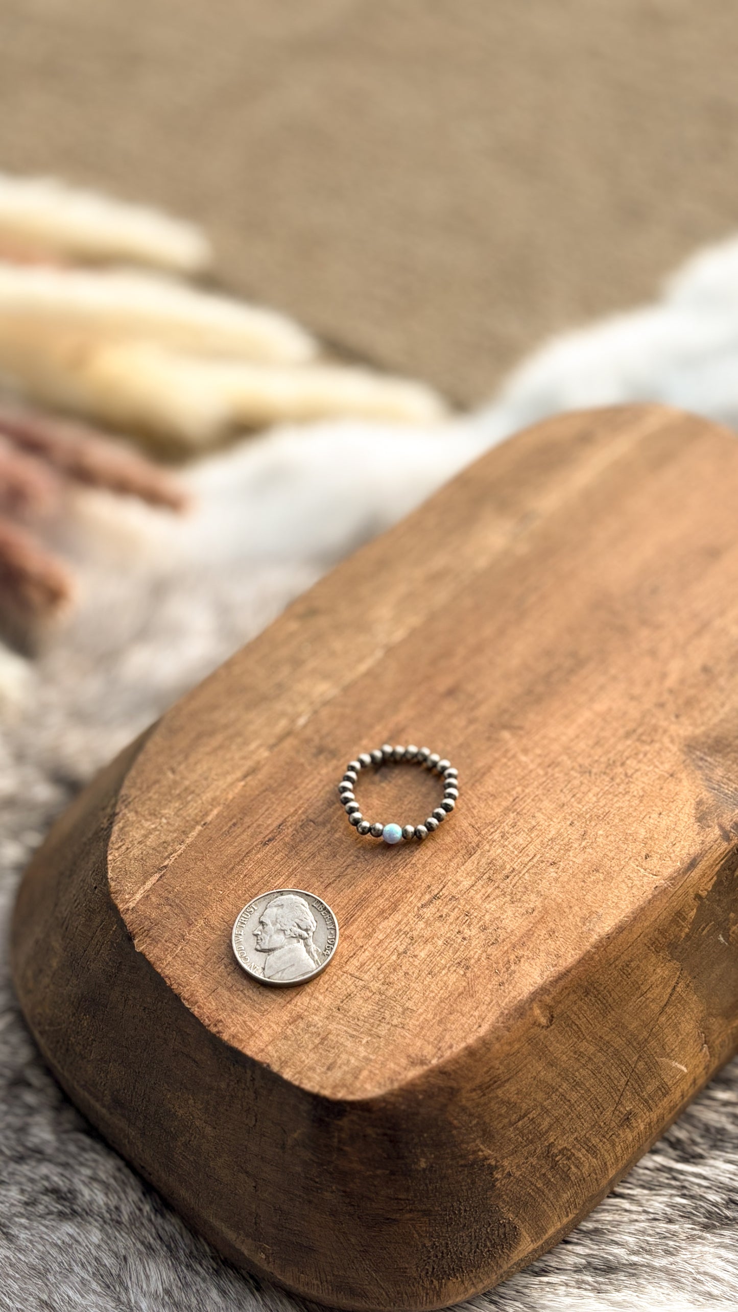 OPAL PEARL RING - LIGHT BLUE - READY TO SHIP