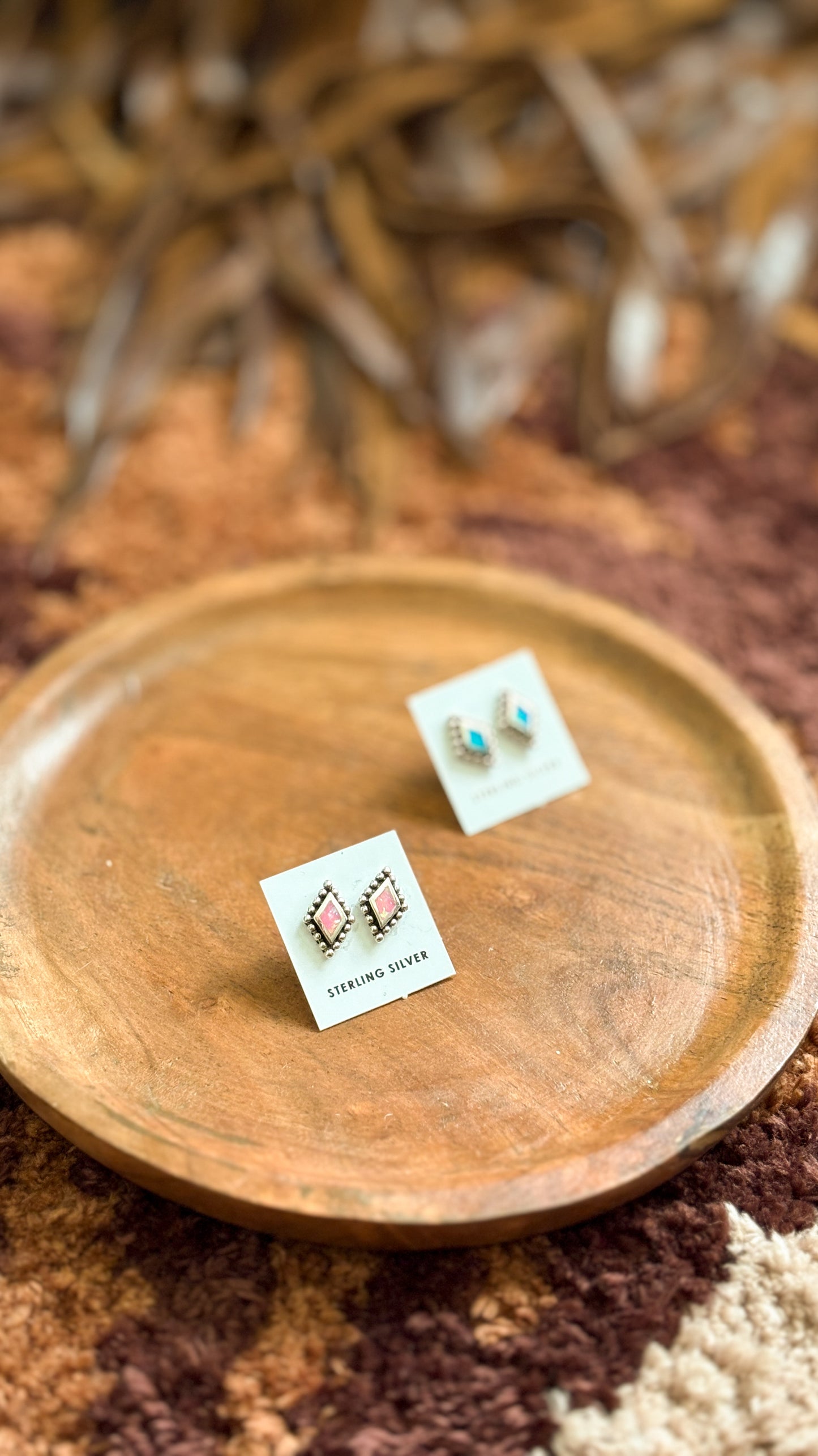 DIAMOND OPAL STUDS - BALL DETAIL