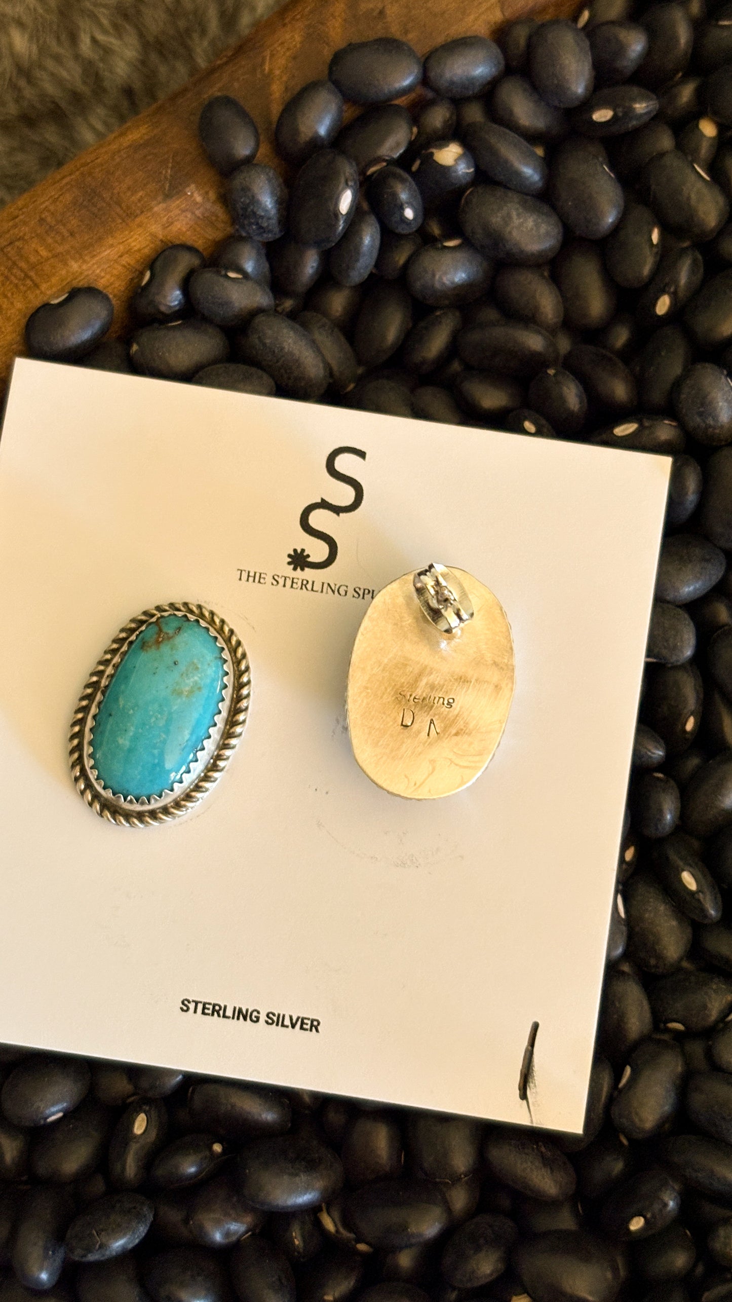 KINGMAN TURQUOISE POST EARRINGS BY DONOVAN NEZ