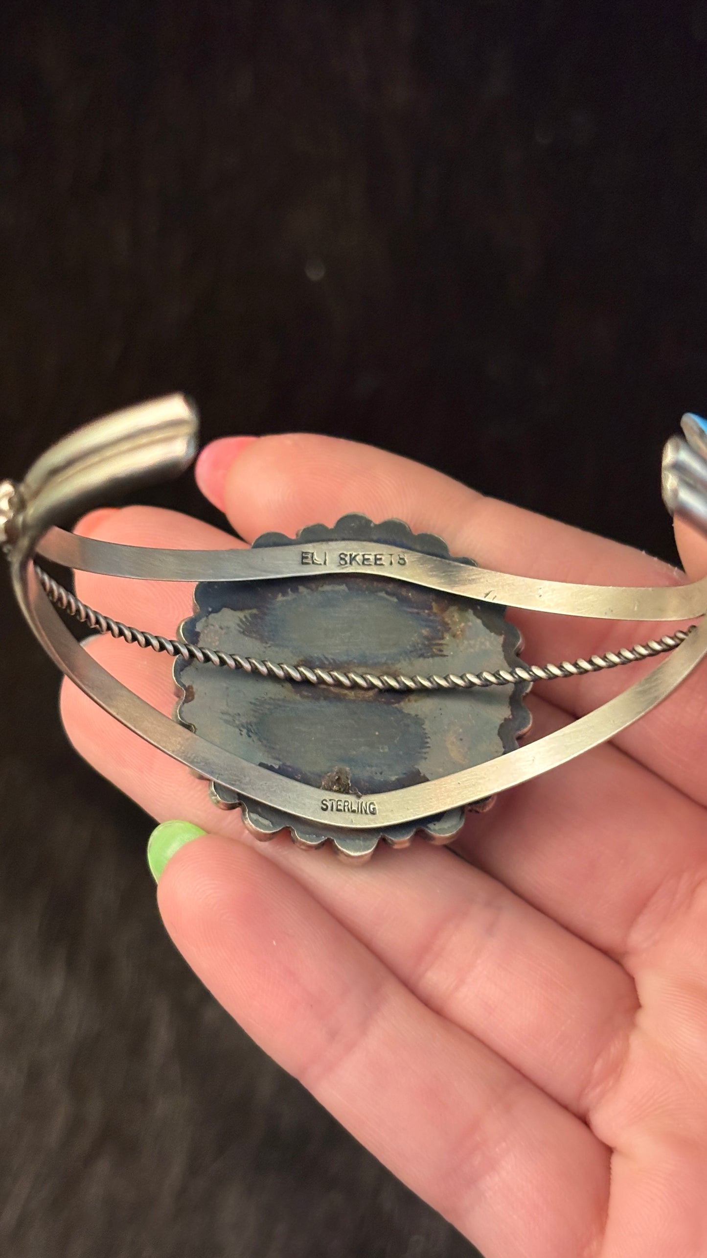 1941 GREEN TURQUOISE MERCURY DIME CLUSTER CUFF BY ELI SKEETS