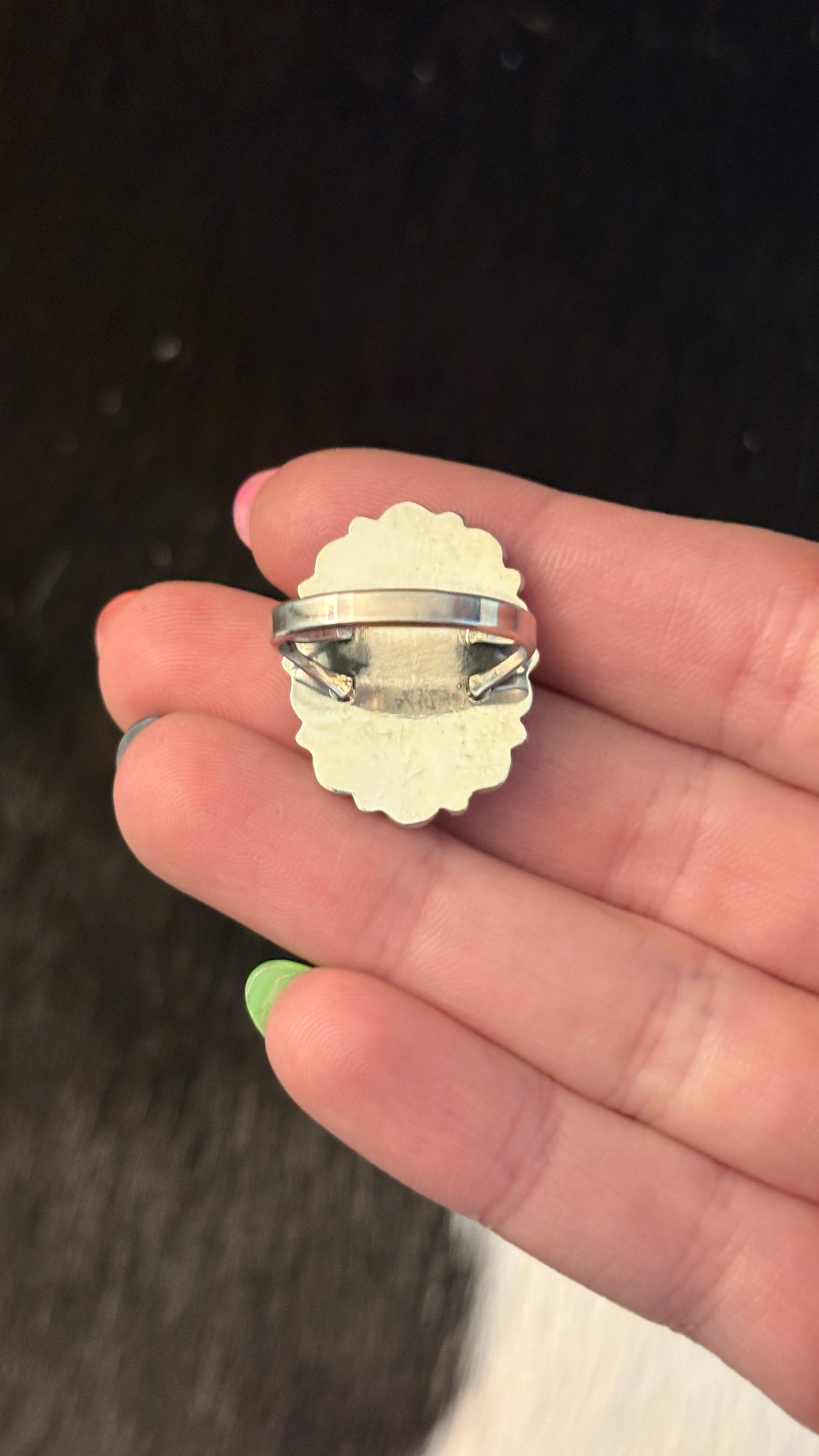 OVAL GREEN TURQUOISE CLUSTER RING