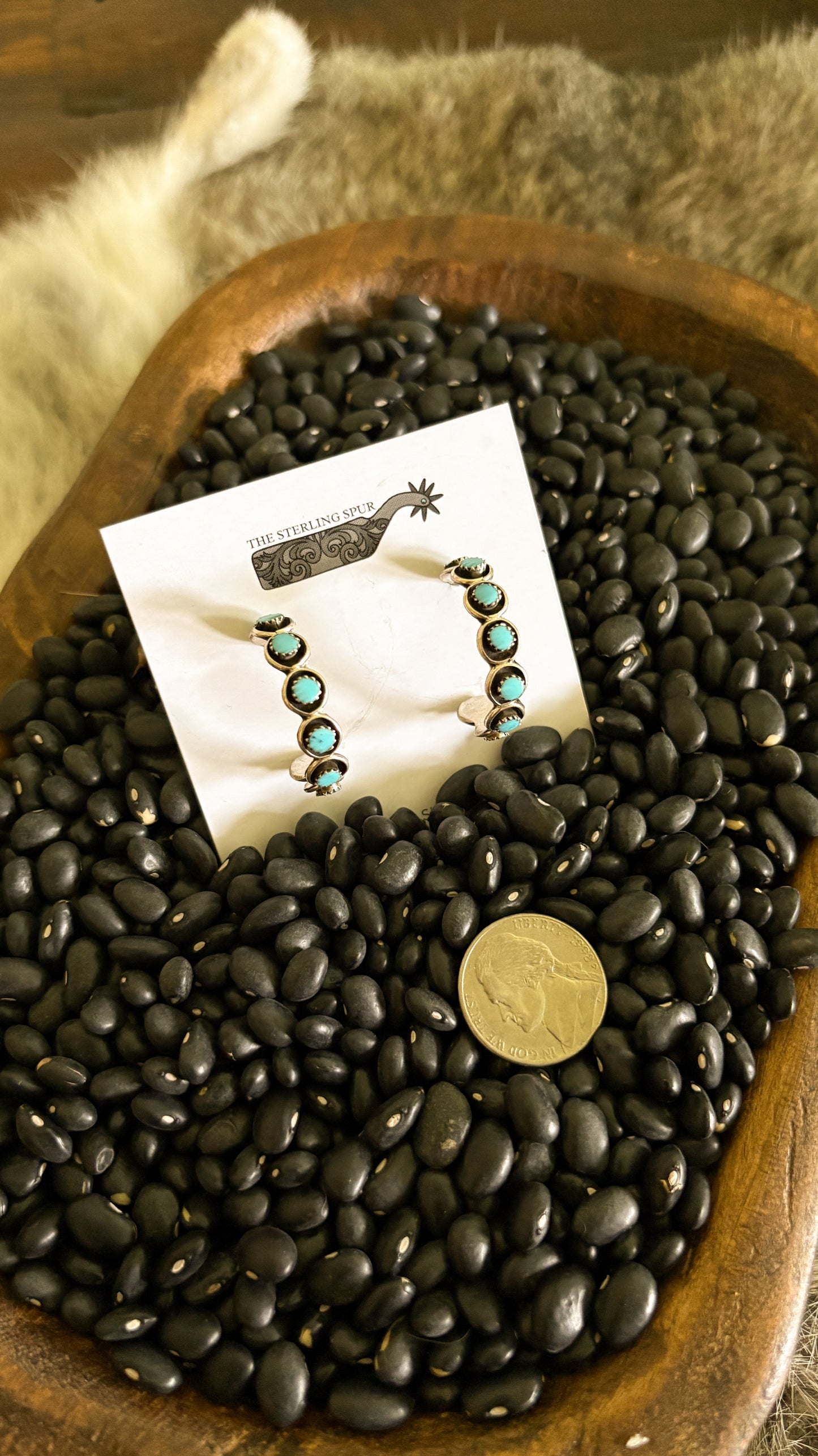 TURQUOISE SHADOWBOX HOOP EARRINGS
