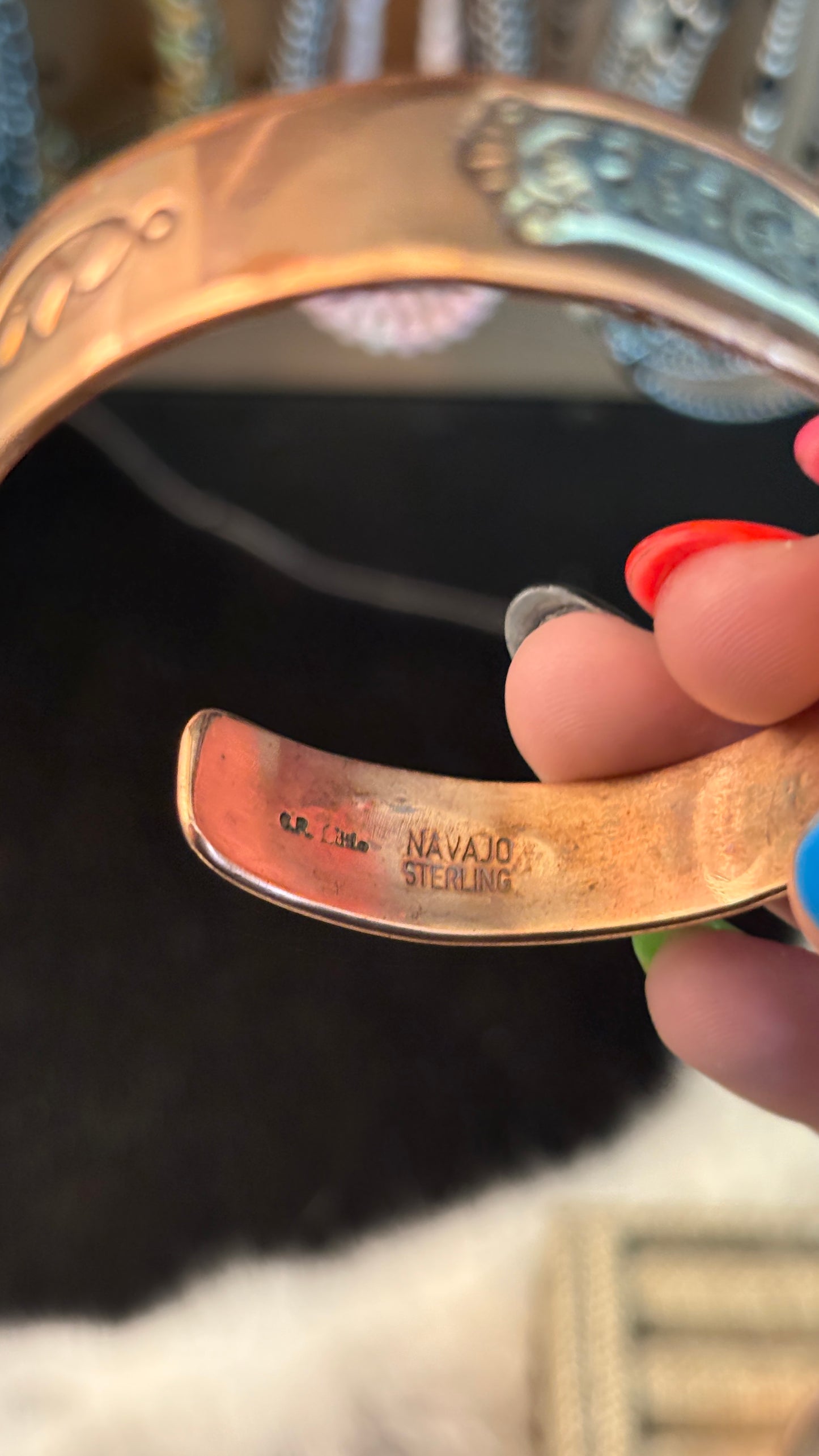 COPPER & STERLING CUFF W KINGMAN TURQUOISE STONE