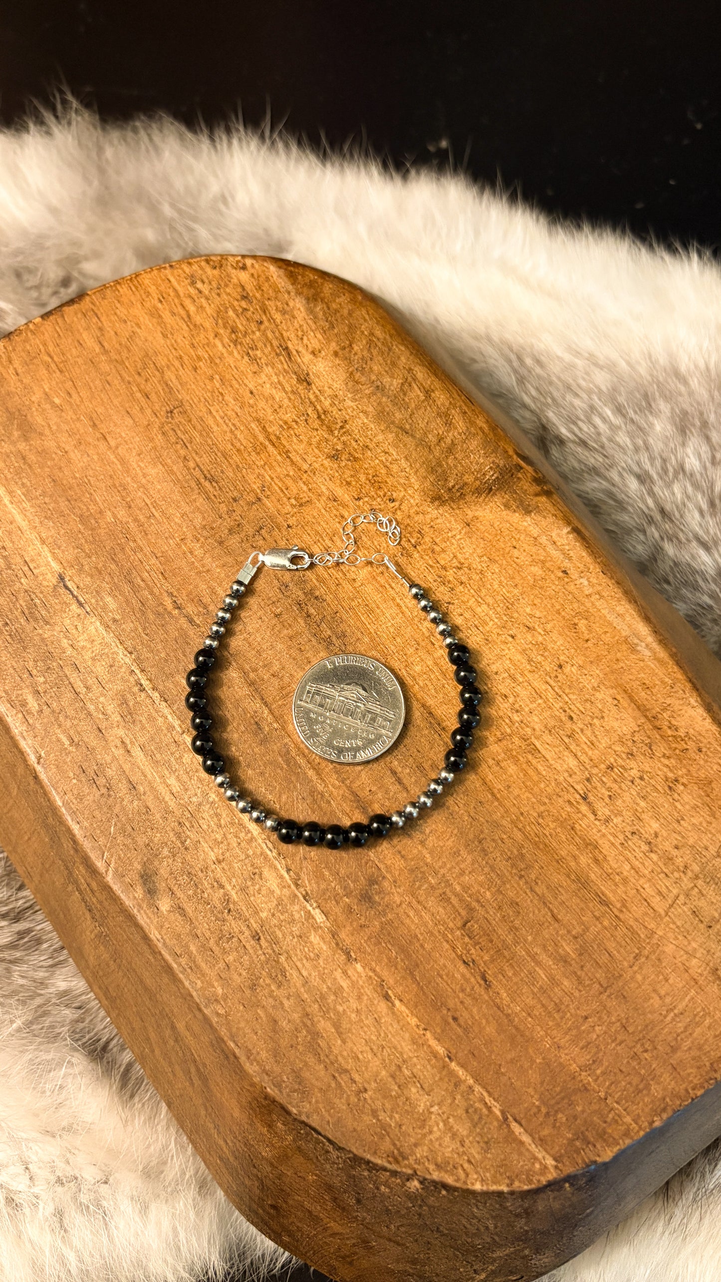 3MM PEARL BLACK ONYX BRACELET