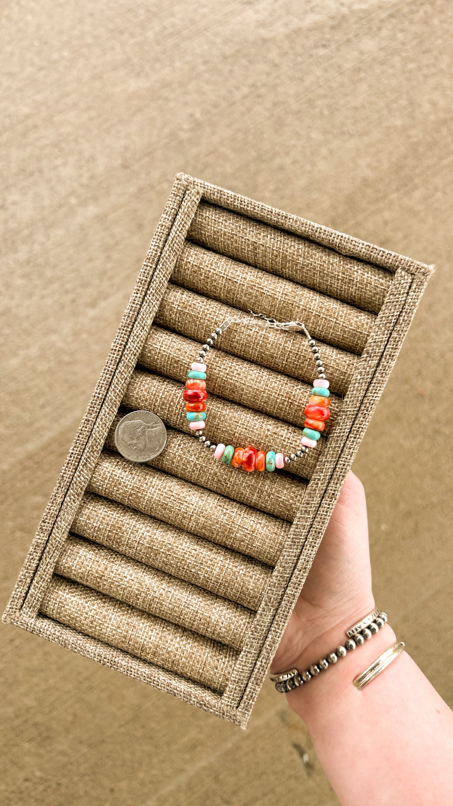 MULTI STONE 3MM PEARL BRACELET