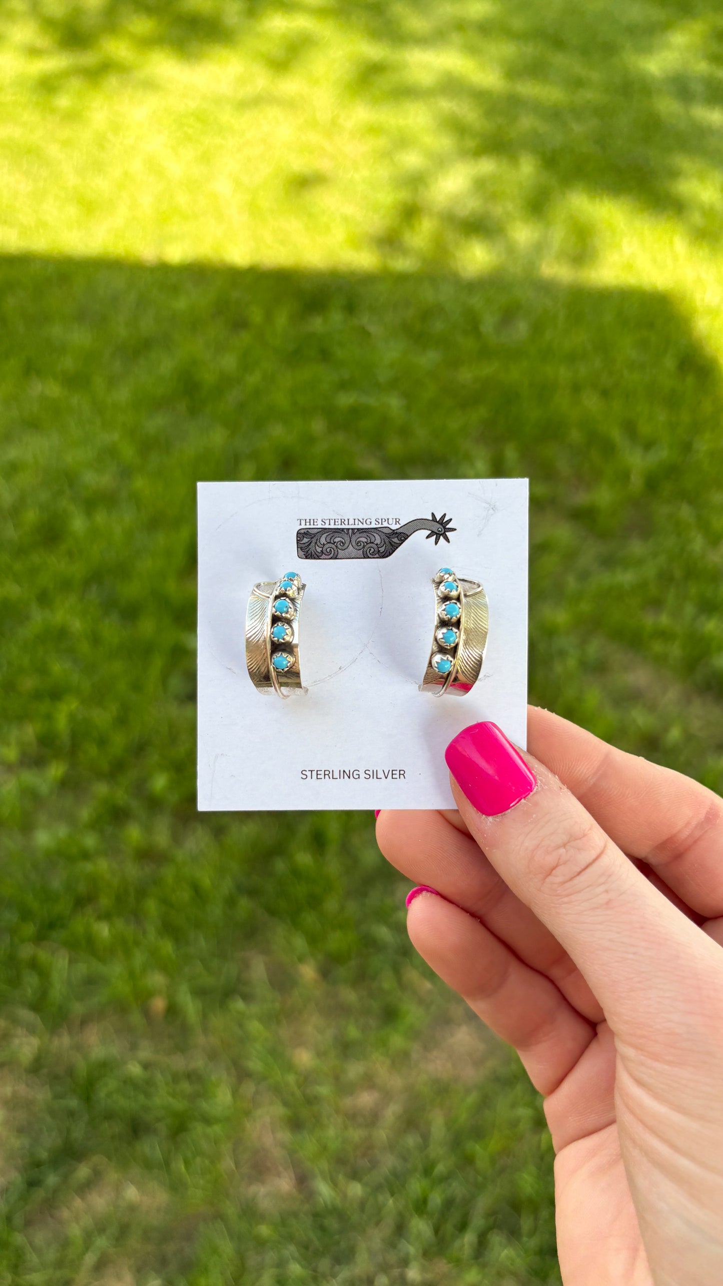 SMALL TURQUOISE FEATHER HOOPS